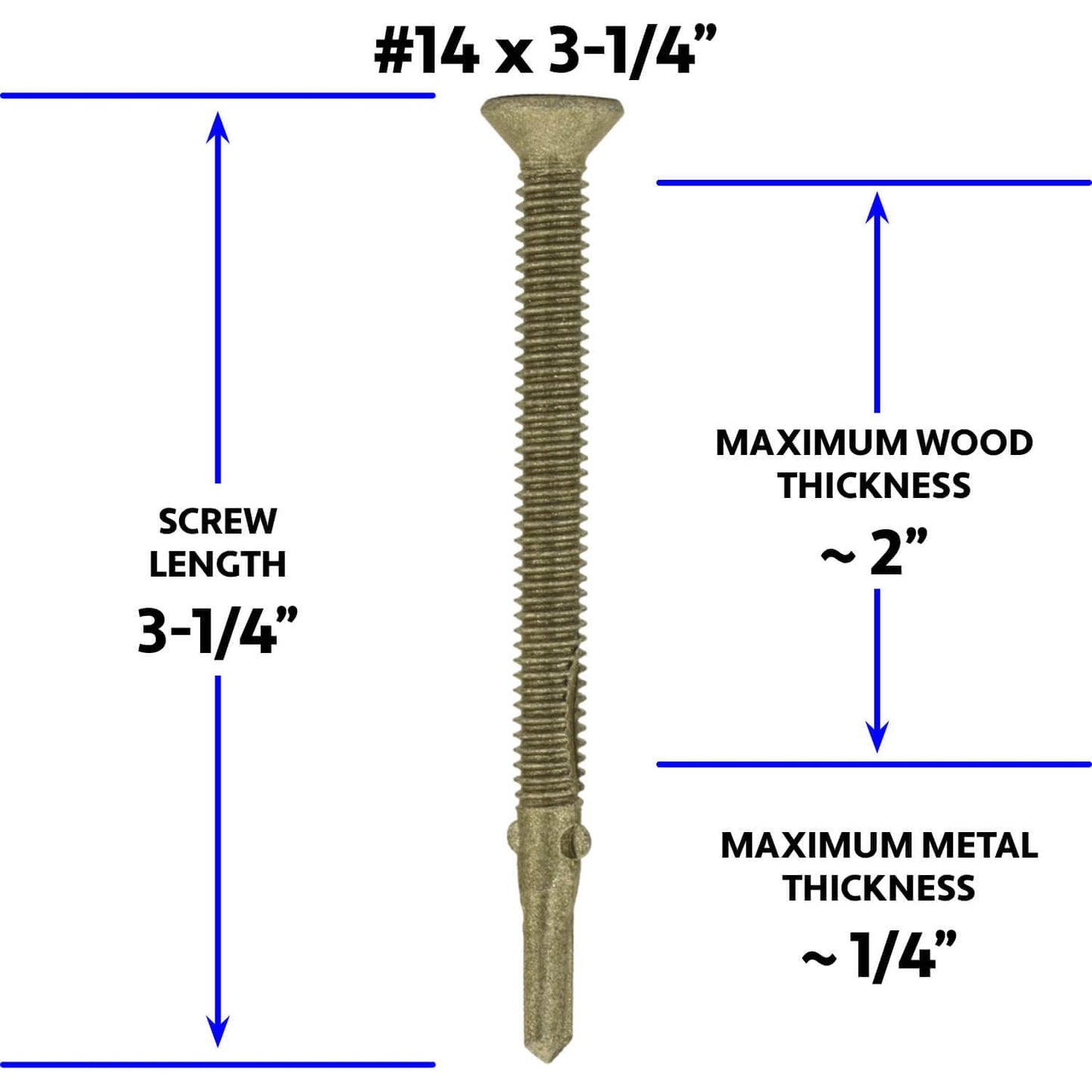 14x3-1/4 Reamer Tek Torx/Star Head Self-Drilling Wood to Metal Screws - for Flatbeds, Trailers - T-30 Torx Screw Head 5 POUNDS - 150 Screws