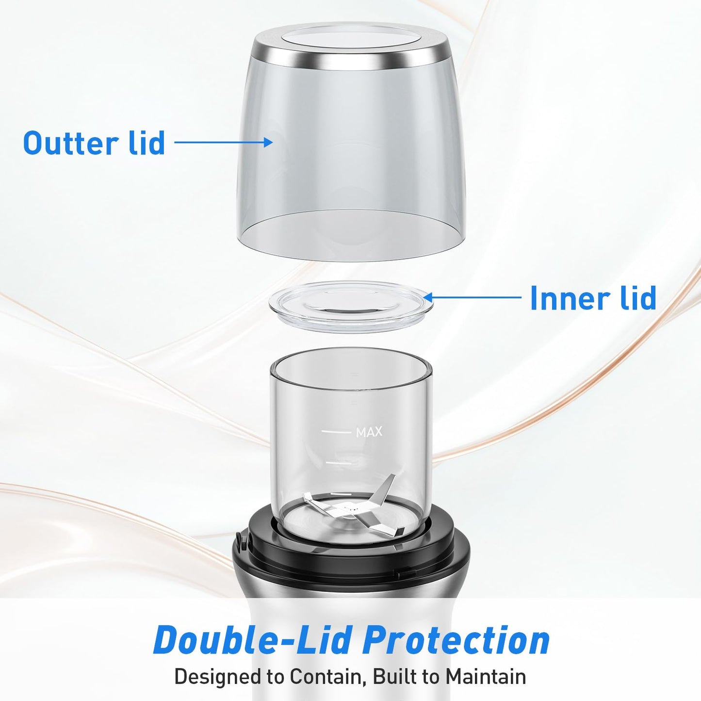 Secura Brands Coffee Grinder Electric Spice Herb Seeds Grinder with Two Glass Bowl, Dry and Wet Grinder