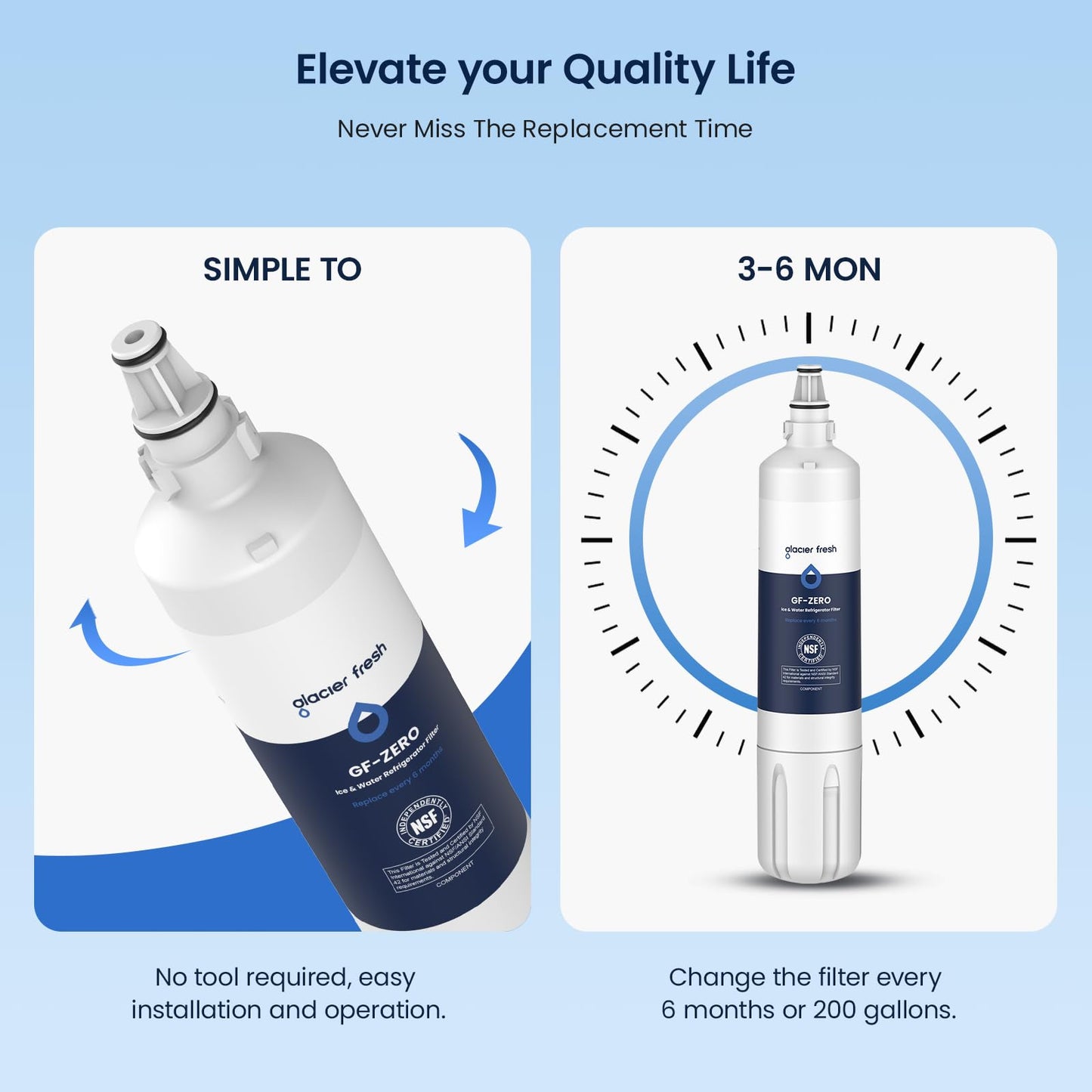 GLACIER FRESH Water Filter Replacement for Sub-Zero 4204490, 4290510, 9030868 Refrigerator Water Filter, 2 Pack