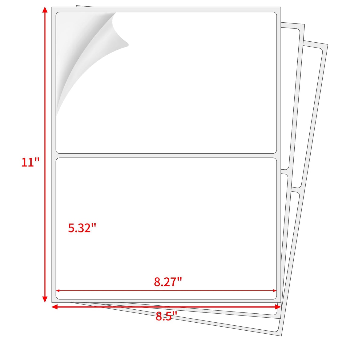 Coopaty Half Sheet Shipping Labels 8.5" x 5.5" Sticker Labels for Laser & Ink Jet Printers, 2 Per Page Self Adhesive Mailing Labels for Packages (500 Sheets, 1000 Labels)