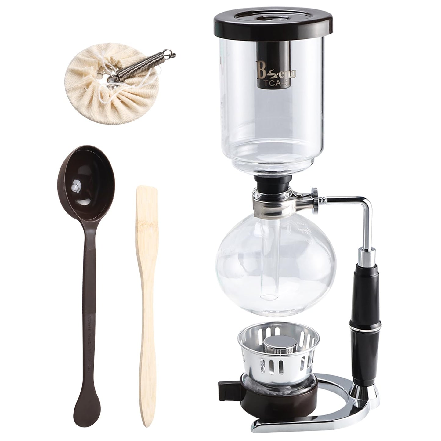 Amarine 5-Cup Tabletop Siphon Coffee Maker, 16 Ounce, Clear with Alcohol Burner (TCA-5)