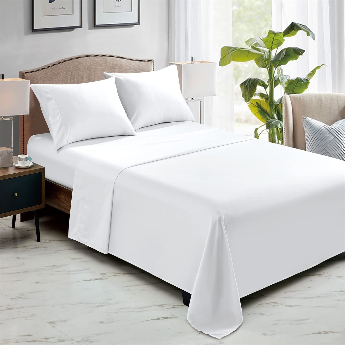 FreshCulture Twin Flat Sheets Only, Pack of 6, Soft Microfiber Bedding Sheets for Home, Salons, Hotels, Bulk Flat Sheets Only Twin Size (White)