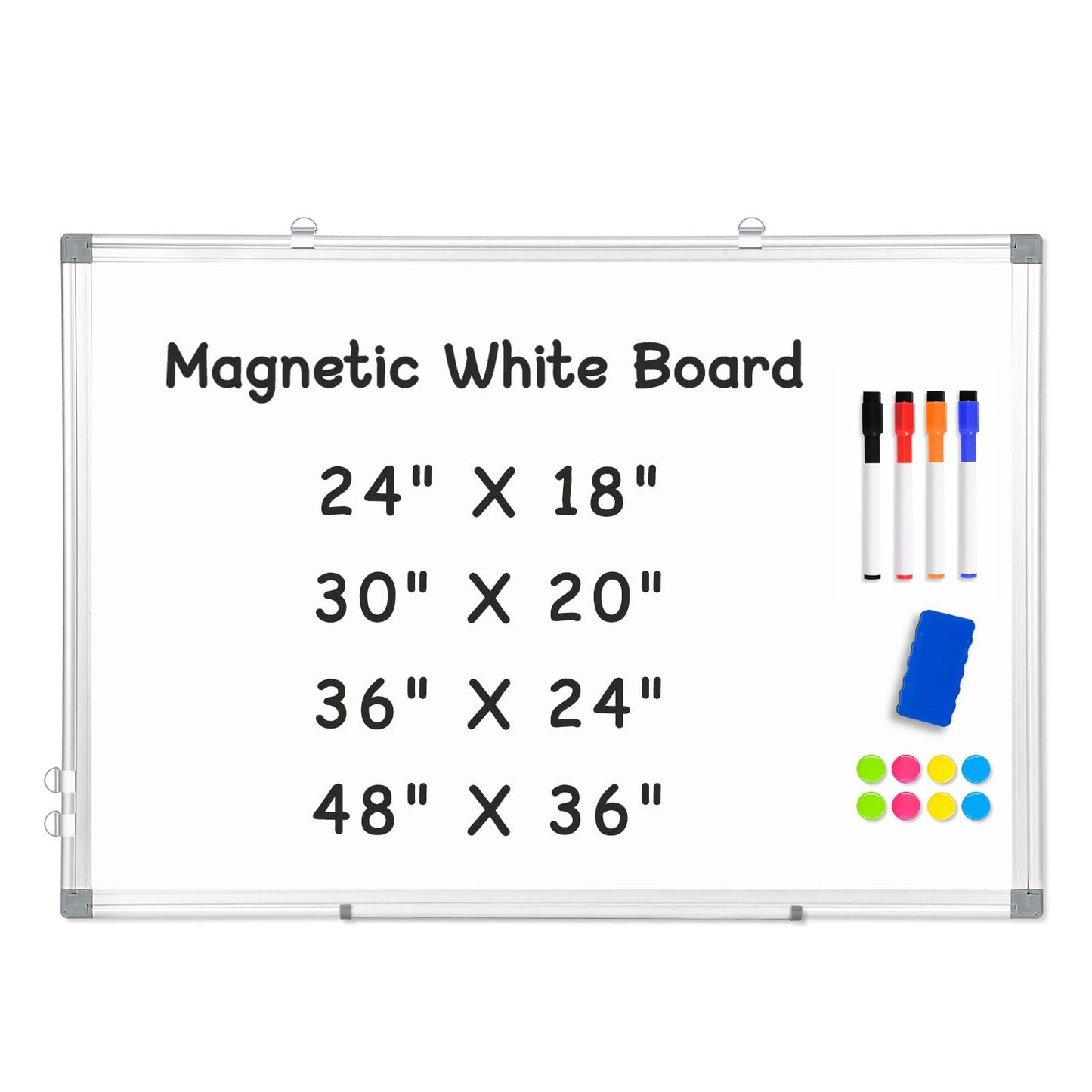 AMUSIGHT Double-Sided Magnetic Whiteboard, 30" x 20" Dry Erase Board, Aluminum Frame White Board for Wall, Hanging Mounting White Board Dry Erase Marker Board with 4 Markers, 1 Pen Tray