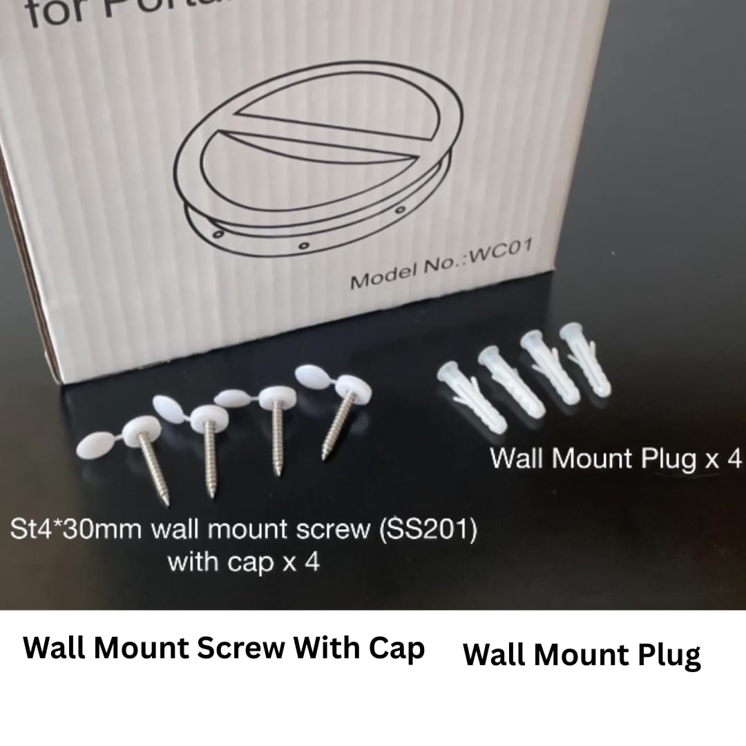 Mobile AC+ Dual Size Wall Mount Connector for Portable Air Conditioner Exhaust Hose Vent, 6 and 6.5 Inches Hose Compatible, White, Off Season Cover Plug Included, Omni-Directional