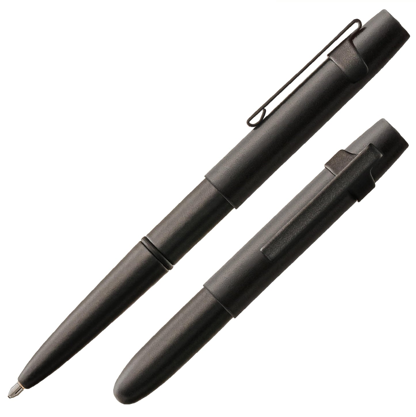 Fisher Space Pen Matte Black X-Mark Flat Cap Bullet Pen, Pressurized Ballpoint Pen, Compact Size, Writes Upside Down and in Extreme Temperatures, Black Ink, Medium Point, Pocket Clip, Made in the USA