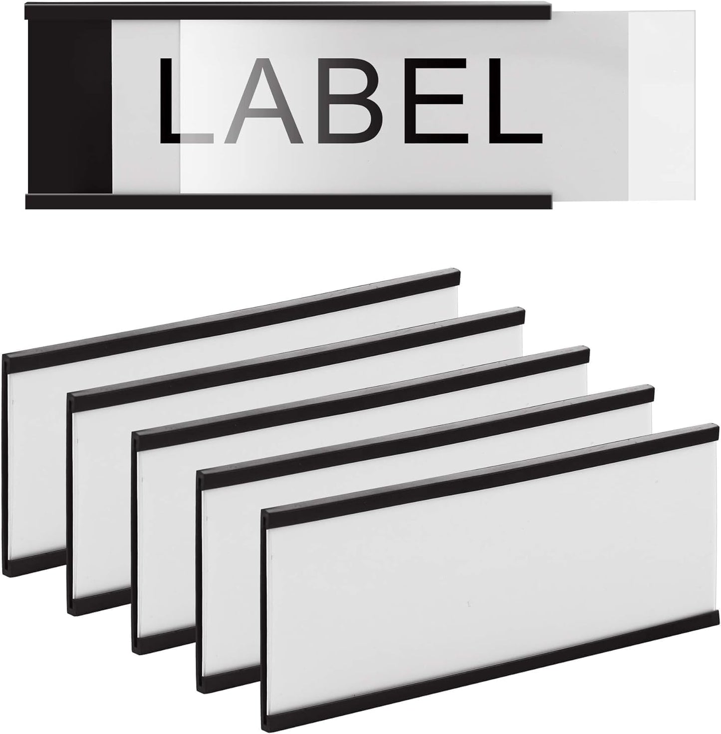 LLPT Magnetic Label Holder 5" x 3" 26 Packs C Channel White Paper Cards Protective Film Strong Removable for Shelf White Board Toolbox Metal Wall Cabinet Drawer(MH53026)
