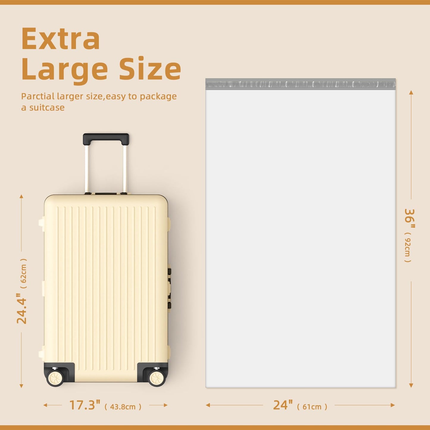 Fuxury Extra Large Poly Mailers 24x36" 50 Pcs, 2.5mil Bulk Heavy Duty Shipping Bags for Clothing,Strong Adhesive Shipping Envelopes for Small Business Supplier,XL Jumbo Poly Mailing Envelopes White