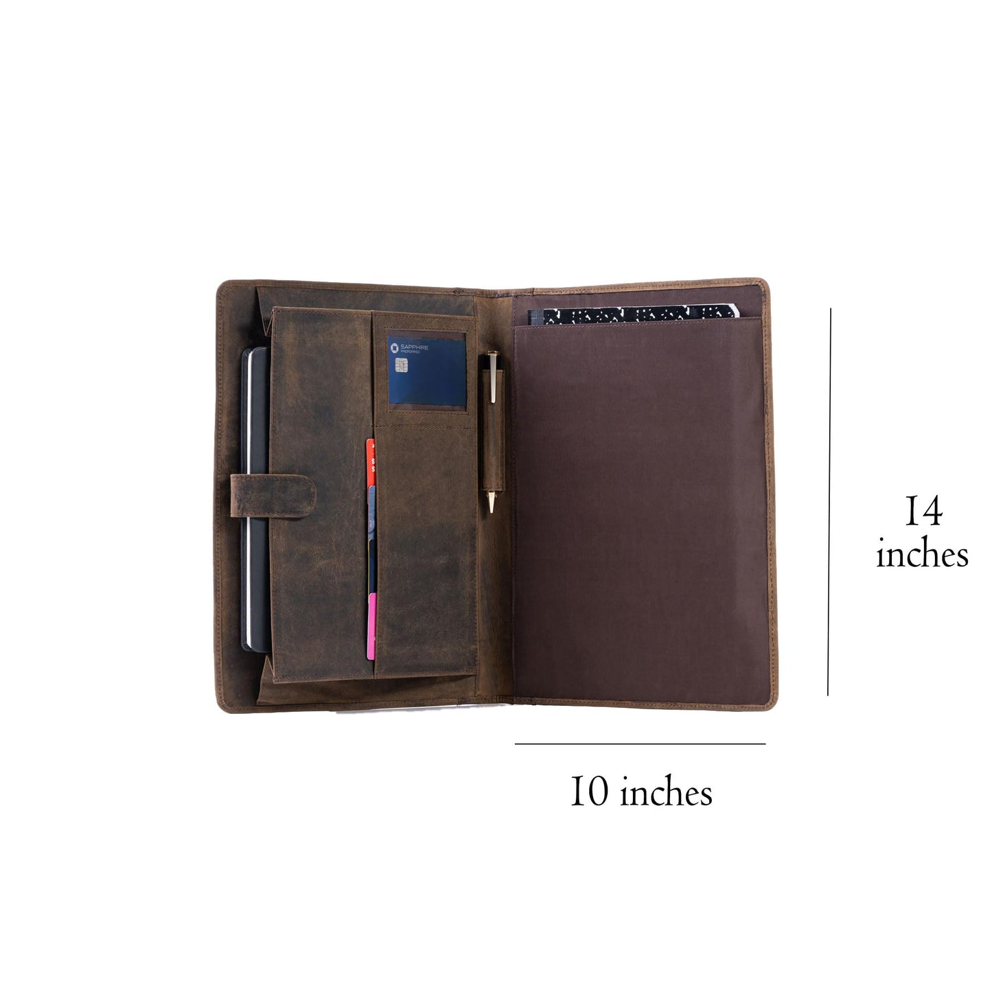 Leather Business Portfolio with Luxury Pen Business Personal Organiser Folder Full Grain Leather padfolio by KomalC (Buffalo Distressed Tan)