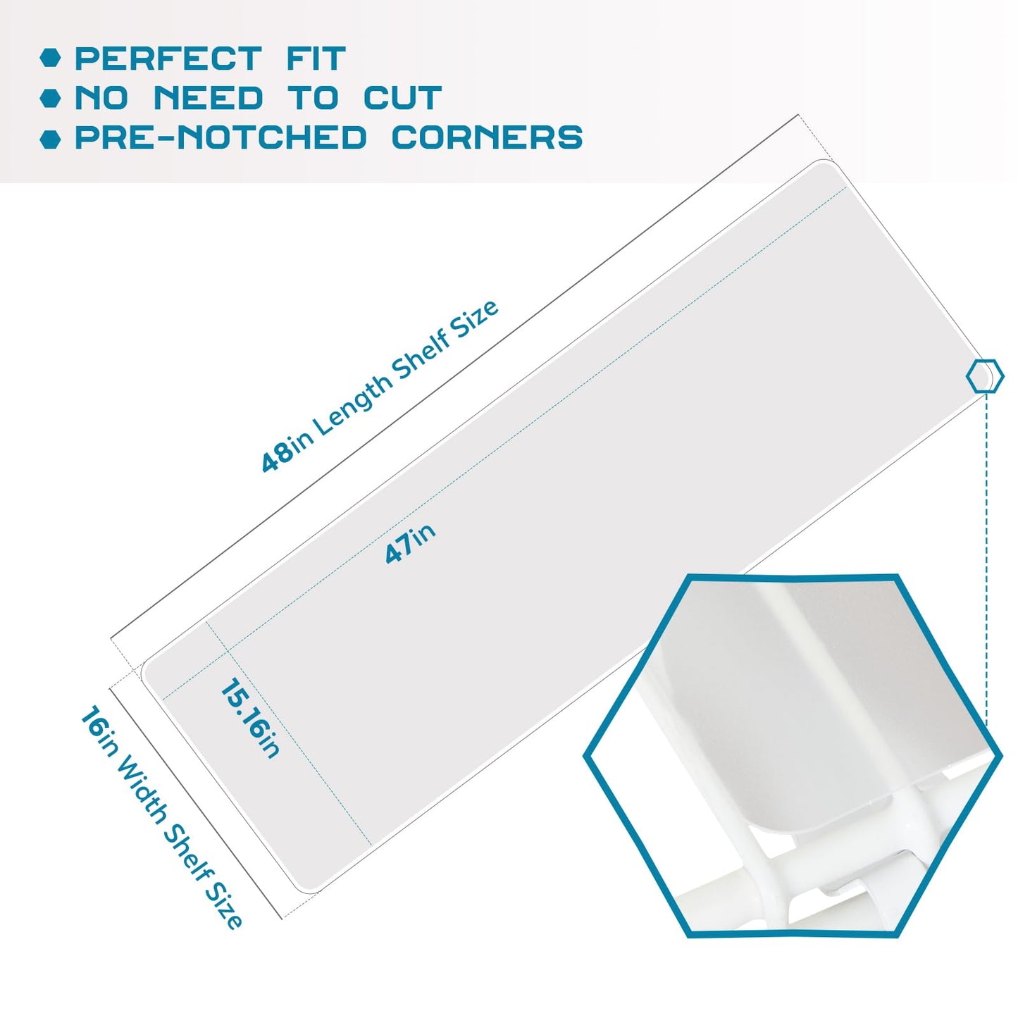 BRIAN & DANY Wire Shelf Liner 16" X 48", Heavy Duty Shelf Liners for Wire Shelving, Waterproof Protector Mats, Set of 4, Transparent