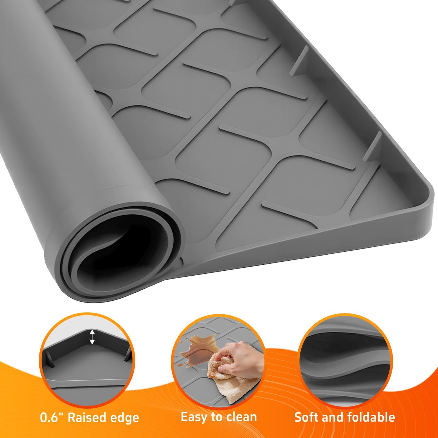 Washing Machine Drain Pan Silicone Mat, 32 x 30 Inch Washer Drip Tray, Non-Slip Waterproof Washer Tray for Floor Protection, Anti-Vibration Mat for Washer or Dryer