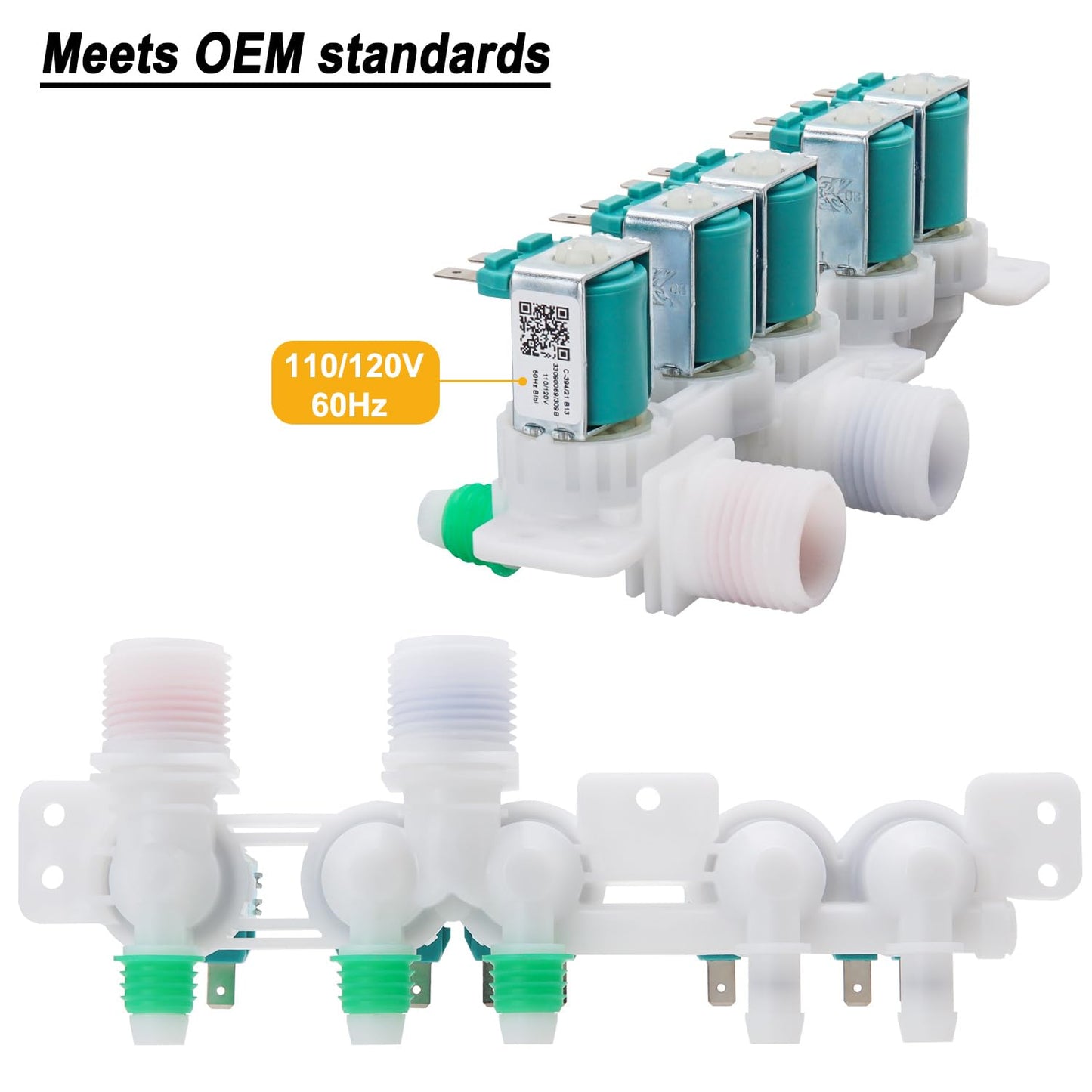 Washer Water Inlet Valve Compatible with Sam-sung WA52J8060AW/A2 WA52J8700AP/A2 WA52J8700AP/AA WA52J8700AW/A2 WA52M7750AV/A4 WA52M7750AW/A4 WA52M8650AV/A4 WA52M8650AW/A4 WA54M8750AV/A4 WA54M8750AW/A4
