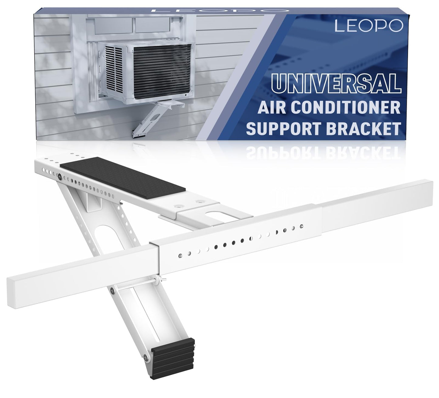 LEOPO No Drilling Air Conditioner Support Bracket, HVAC Brackets Fits Single & Double-Hung Windows, Heavy Duty Single Arm Support Window AC Bracket，Holds Up to 165lbs, for 5000-12000 BTU Units
