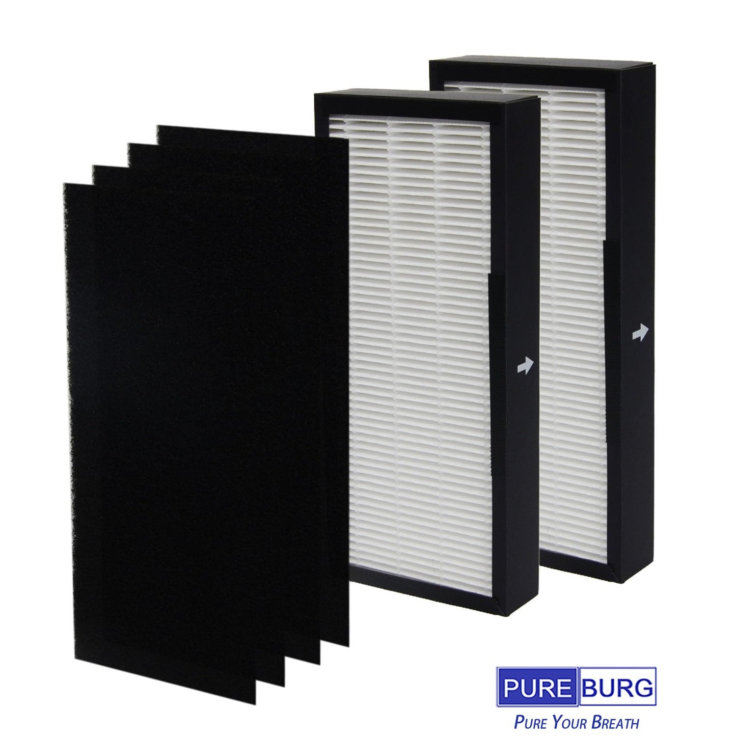 PUREBURG Replacement Filter Compatible with Alen T100 T300 Air Purifiers,2-Pack H13 HEPA & Activated Carbon Pre-Filter Air Clean TF30-Silver TF30-Fresh & TF15-Pure