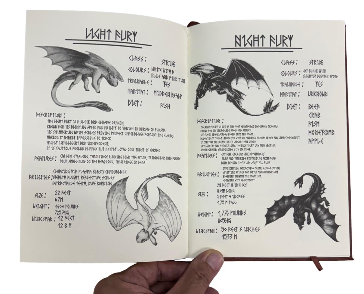 Costumeteers Bork the Bold Dragon Manual Replica Book Viking Fantasy Cosplay Berk Journal Prop HTTYD Faux Leather Cover Printed Pages Brown