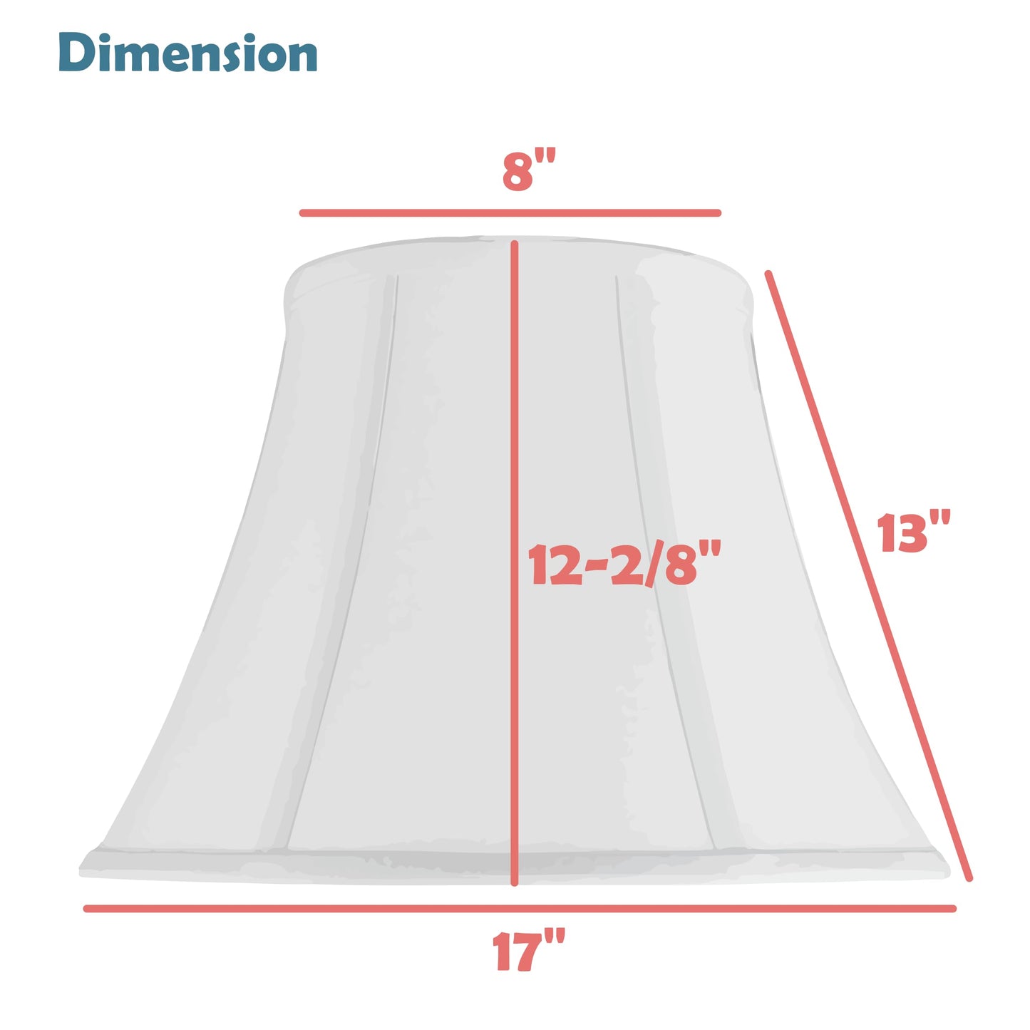 Aspen Creative 38004 Traditional Handsewn Bell Shaped Collapsible Spider Construction Lamp Shade in Cream, 8" Top x 17" Bottom x 13" Slant, Set of 1