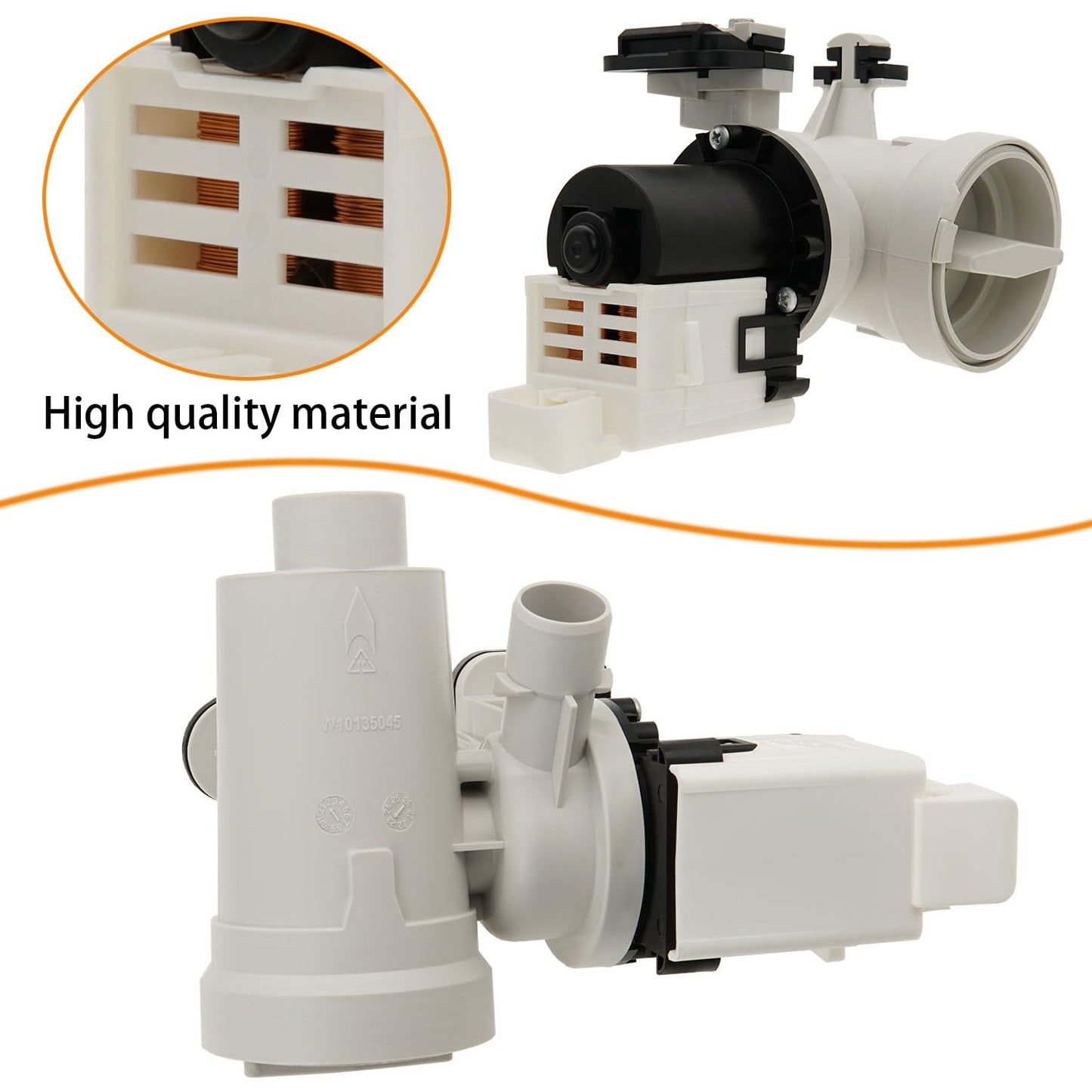 Washer Drain Pump Assembly by SupHomie - Replacement for Whirlpool Duet WFW9050XW00 WFW9150WW00 WFW9151YW00 WFW8300SW04 WFW9250WW01 WFW8300SW02 WFW9200SQA12 WFW8300SW00