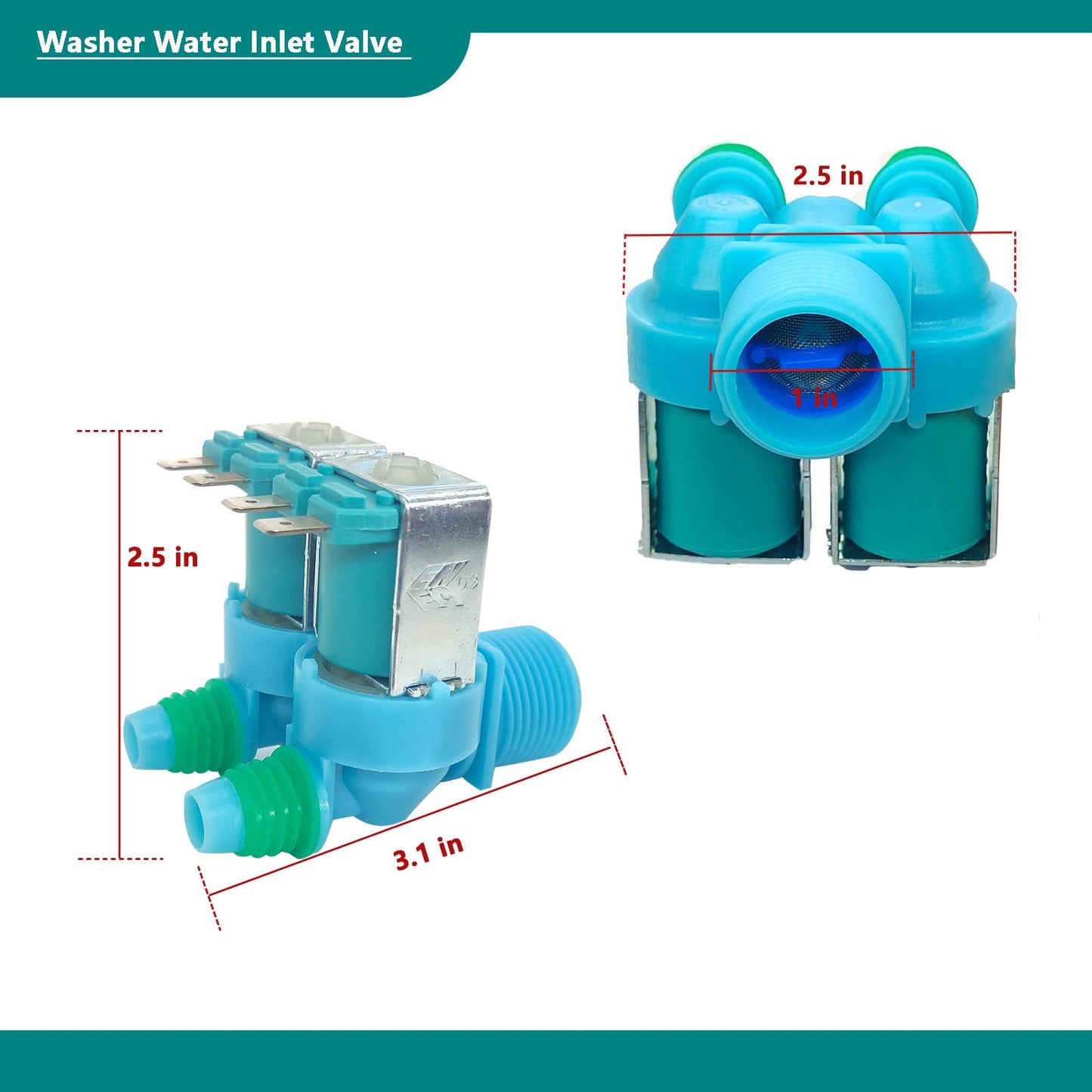 Fixes Leaking & No Water Issues - DC62-00311F DC62-30314V Washer Water Inlet Valve Replacement for Samsung Washing Machine, Hot & Cold Water Inlet Valve for WA45T3200AW WA45N3050AW WA40J3000AW