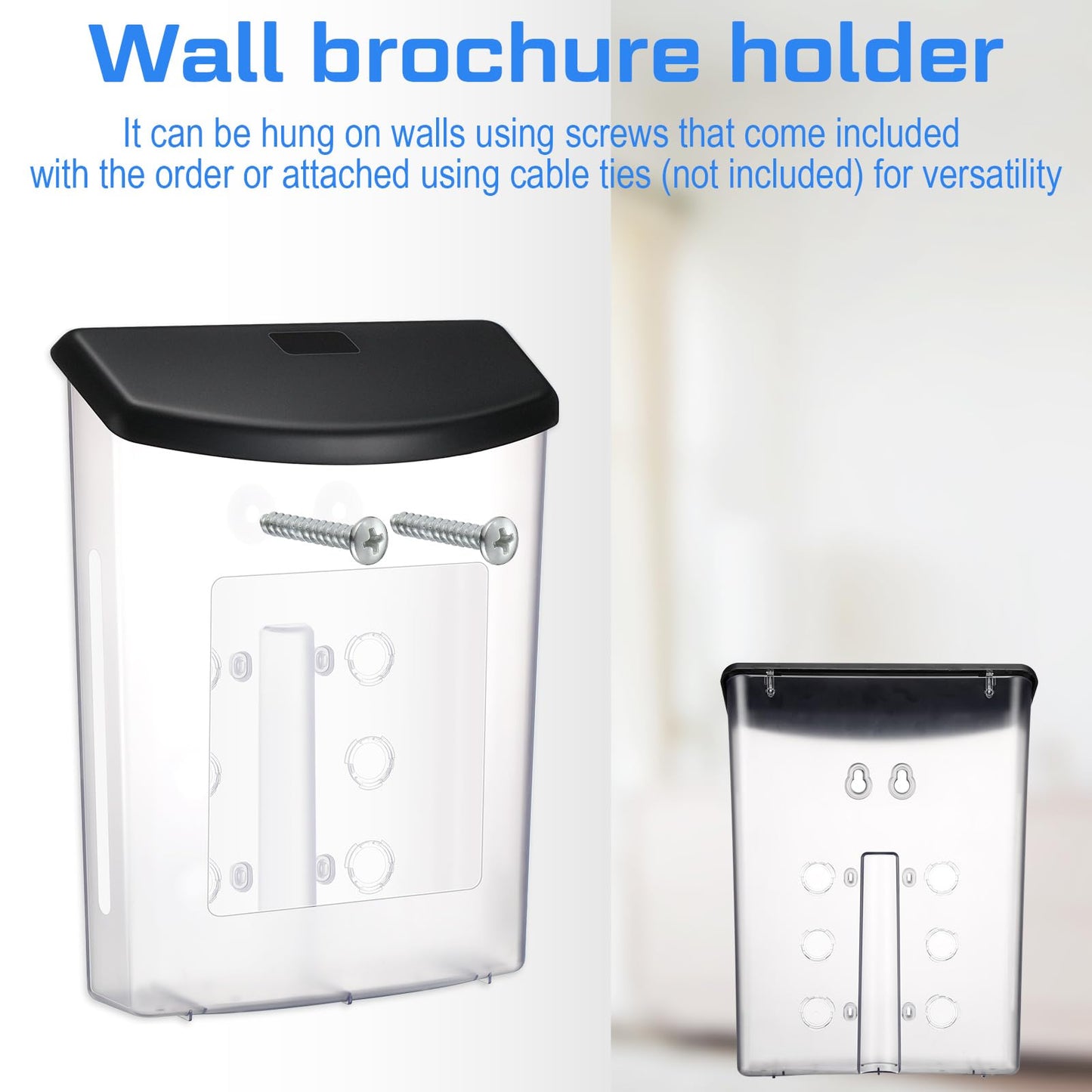Menkxi 3 Pcs Outdoor Estate Brochure Box Plastic Brochure Waterproof Wall Mount Flyer Holder Mail Box Business Card Holder for Office Store Estate Supplies (Black)