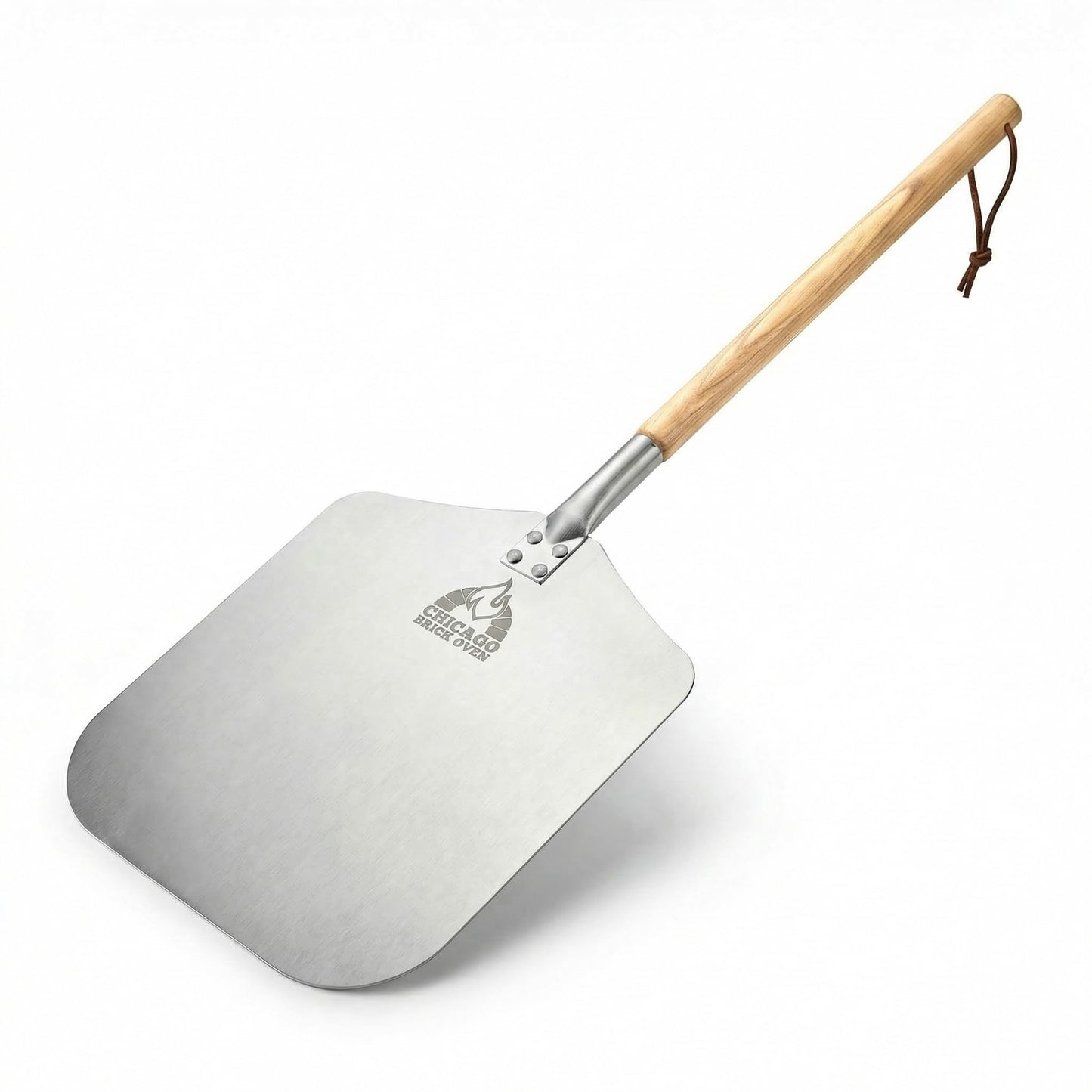 Chicago Brick Oven Pizza Peel, 12" x 14" Aluminum Pizza Paddle, 35.5" Long Pizza Shovel with 21" Detachable Wooden Handle