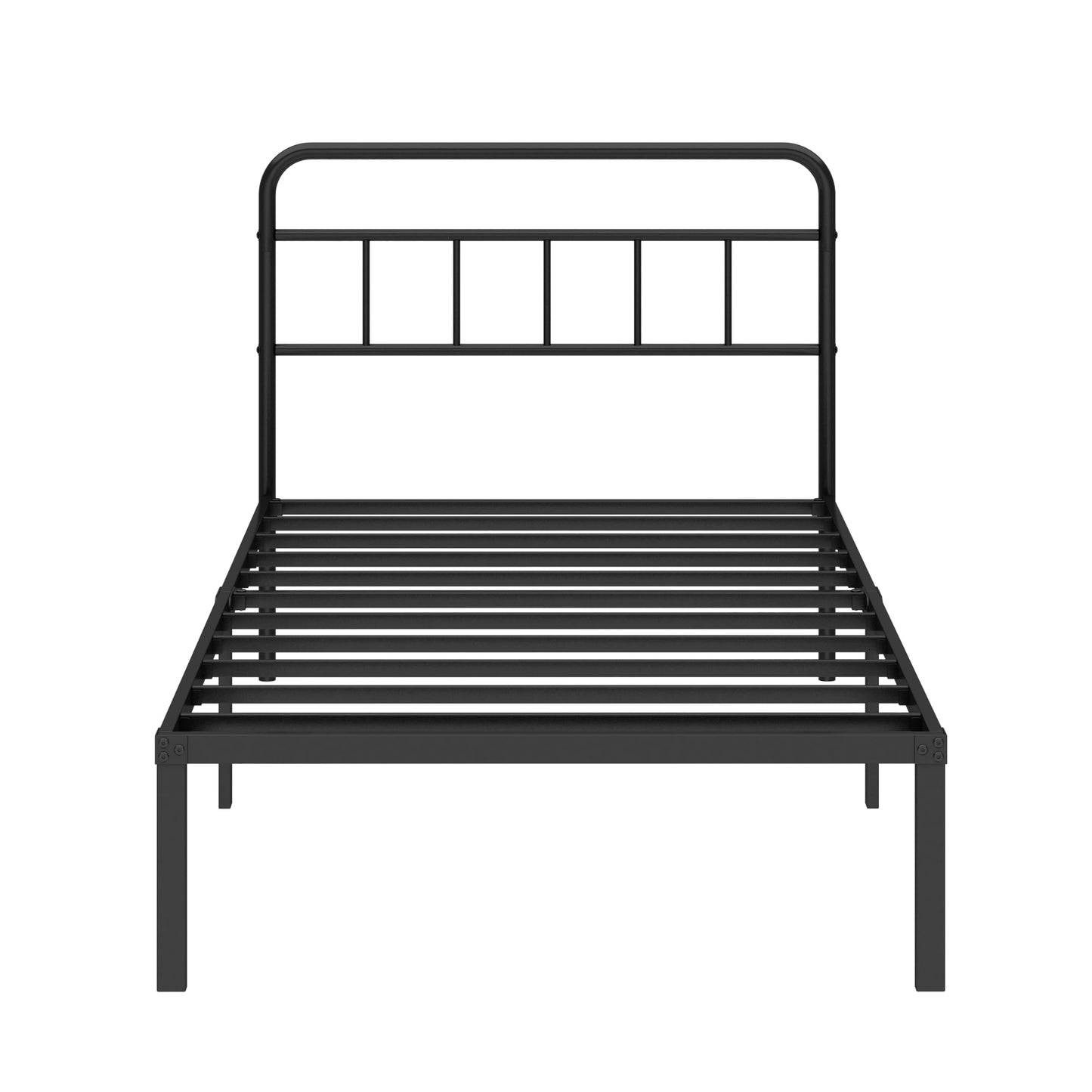 Ziguxiao Twin Bed Frame with Classic Headboard,Strong Metal Slats Support,Under Bed Storage Space,No Box Spring Needed,Easy to Assemble,Black