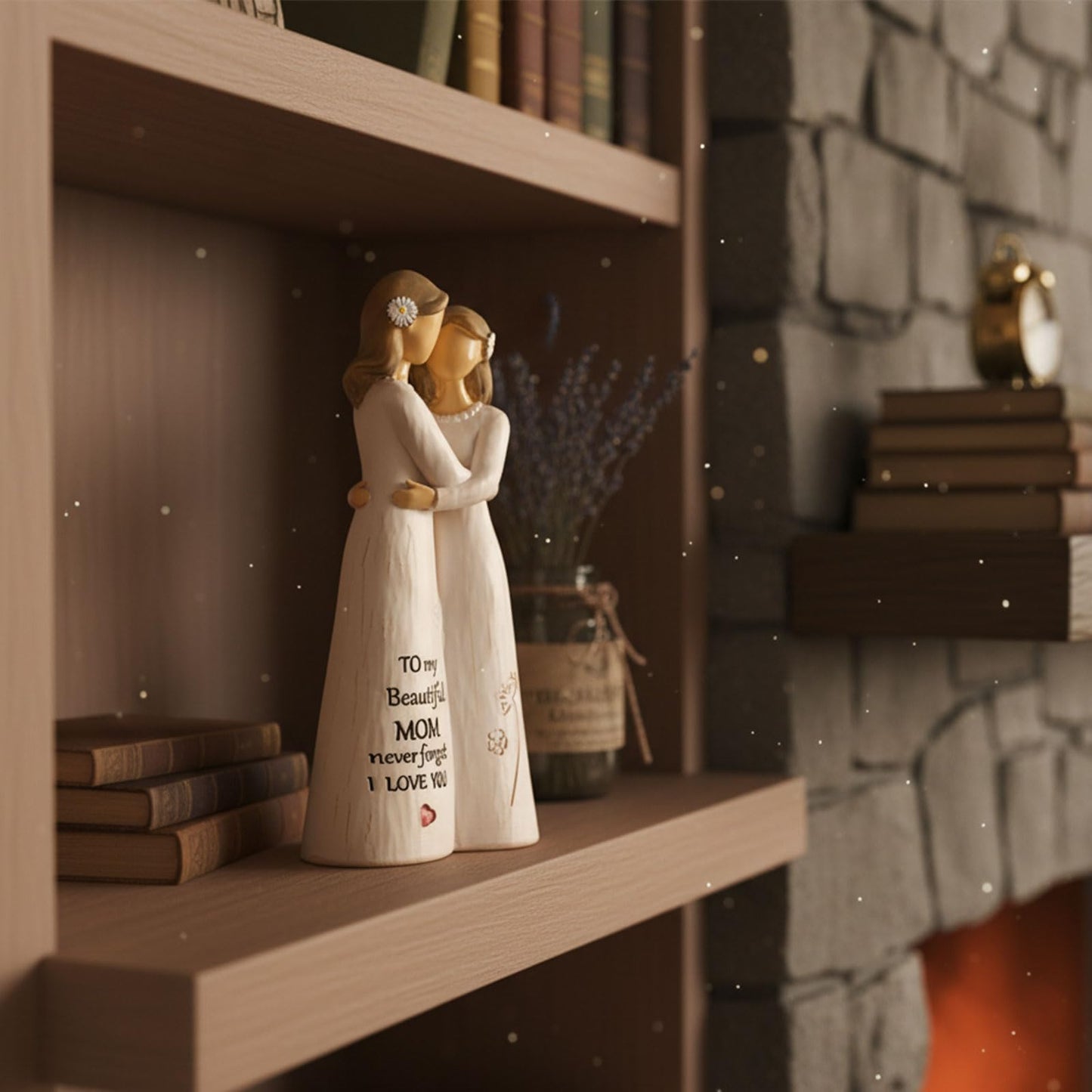 NAN ZAI NAN FANG Gifts for Mom from Daughter Mother Daughter Figurine 5.5" Resin Hand-Painted Sculpture Mothers Day Birthday Thanksgiving for Moms Home Decor Figurines