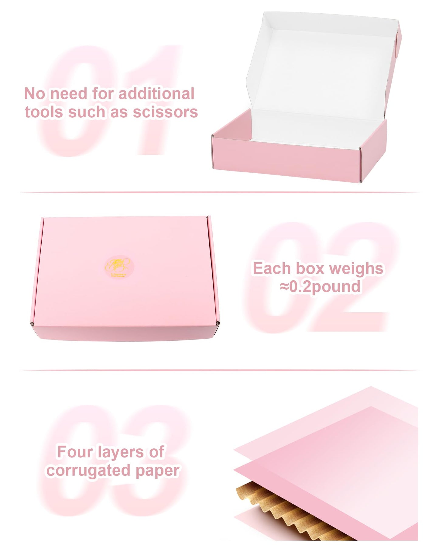 TryDrem Shipping Boxes 9x6x2 Inch, Set of 45, Cute Pink Corrugated Cardboard Boxes, Mailer Packaging Boxes for Small Business Gift Literature Shipping