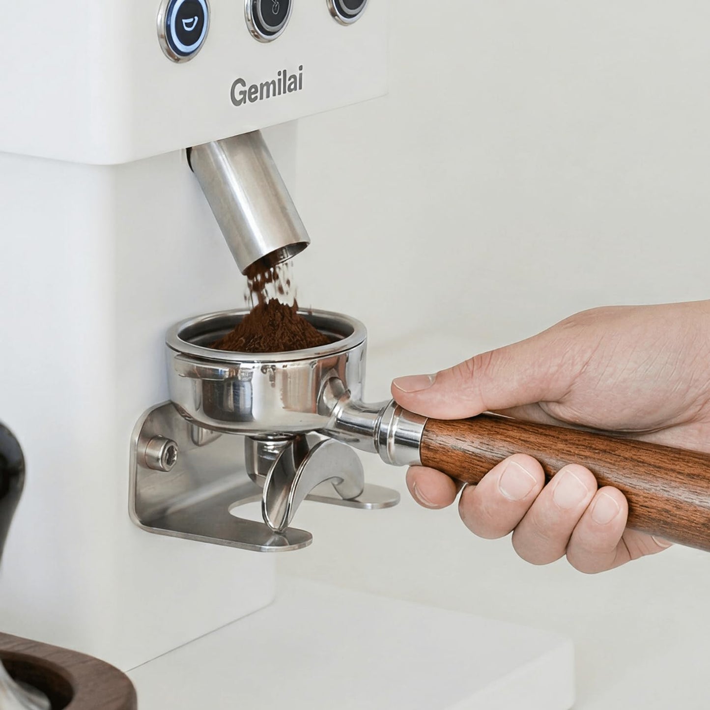 KUCHZUBE 58mm Portafilter Double Spout Fits E61, Flair 58, ECM, Rancilio Silvia Machines | 2 Ears 58mm Portafilter with Filter Basket and Wooden Handle