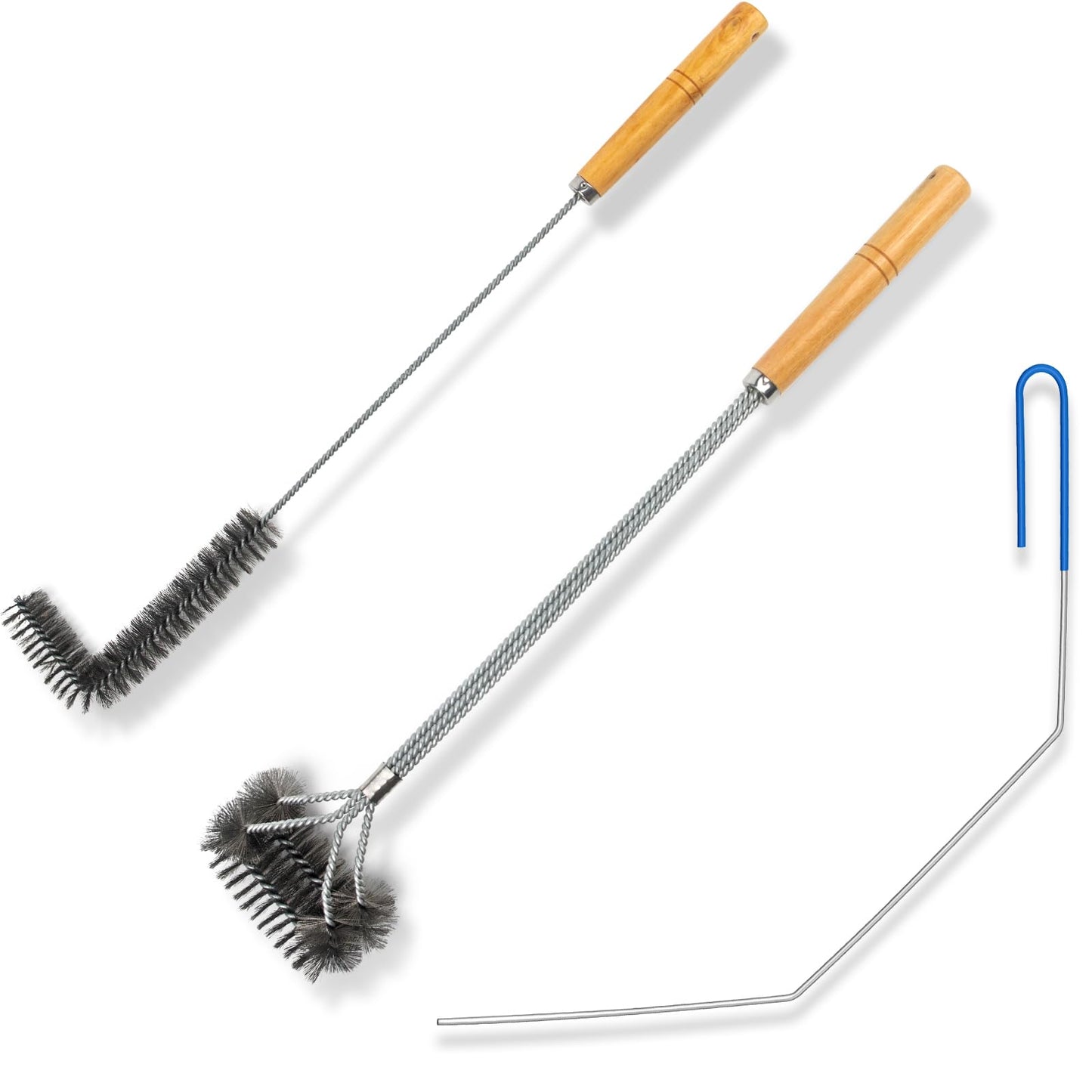 3 Pieces Fryer Cleaning Tools, Stainless Steel Deep Fryer Cleaning Tools, Including Basket Fryer Brush, L-Shape Deep Fryer Cleaning Brush and Fryer Cleanout Rod, Air Fryer Cleaning Brush Tools