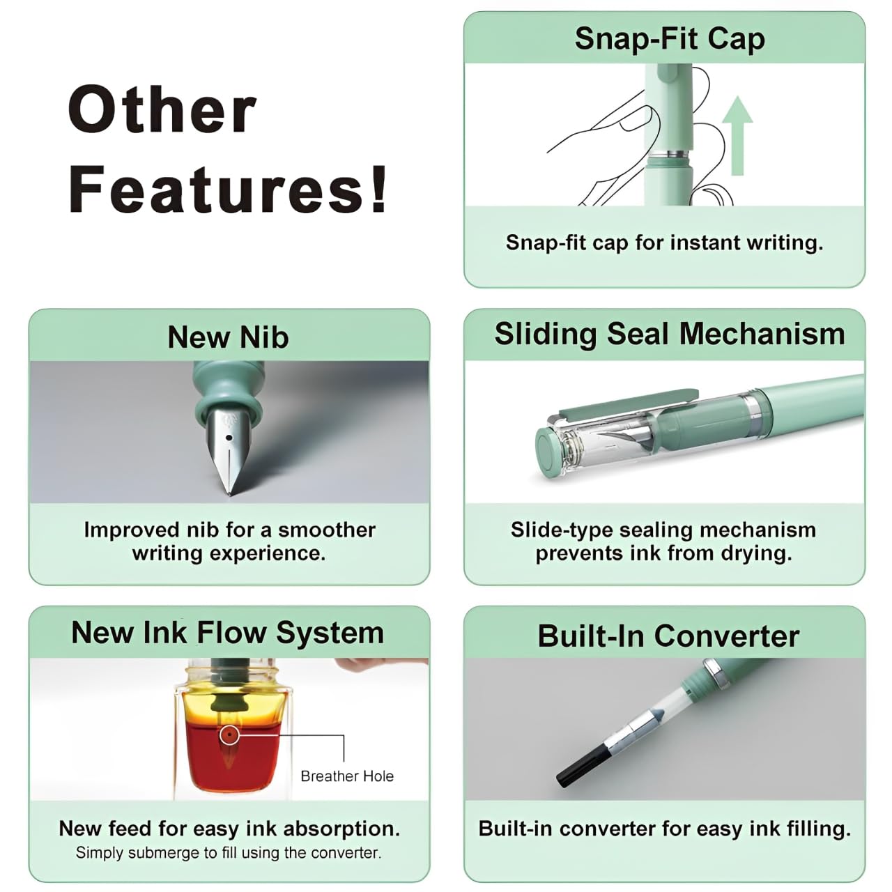 Sailor TUZU ADJUST Fountain Pen, Fine Nib (F), Rotating Nib Feature and Natural Fit Grip, Includes 2 Ink Cartridges (Black) and Converter, Perfect for Beginners and Seasoned Users, Black, 12-0541-220