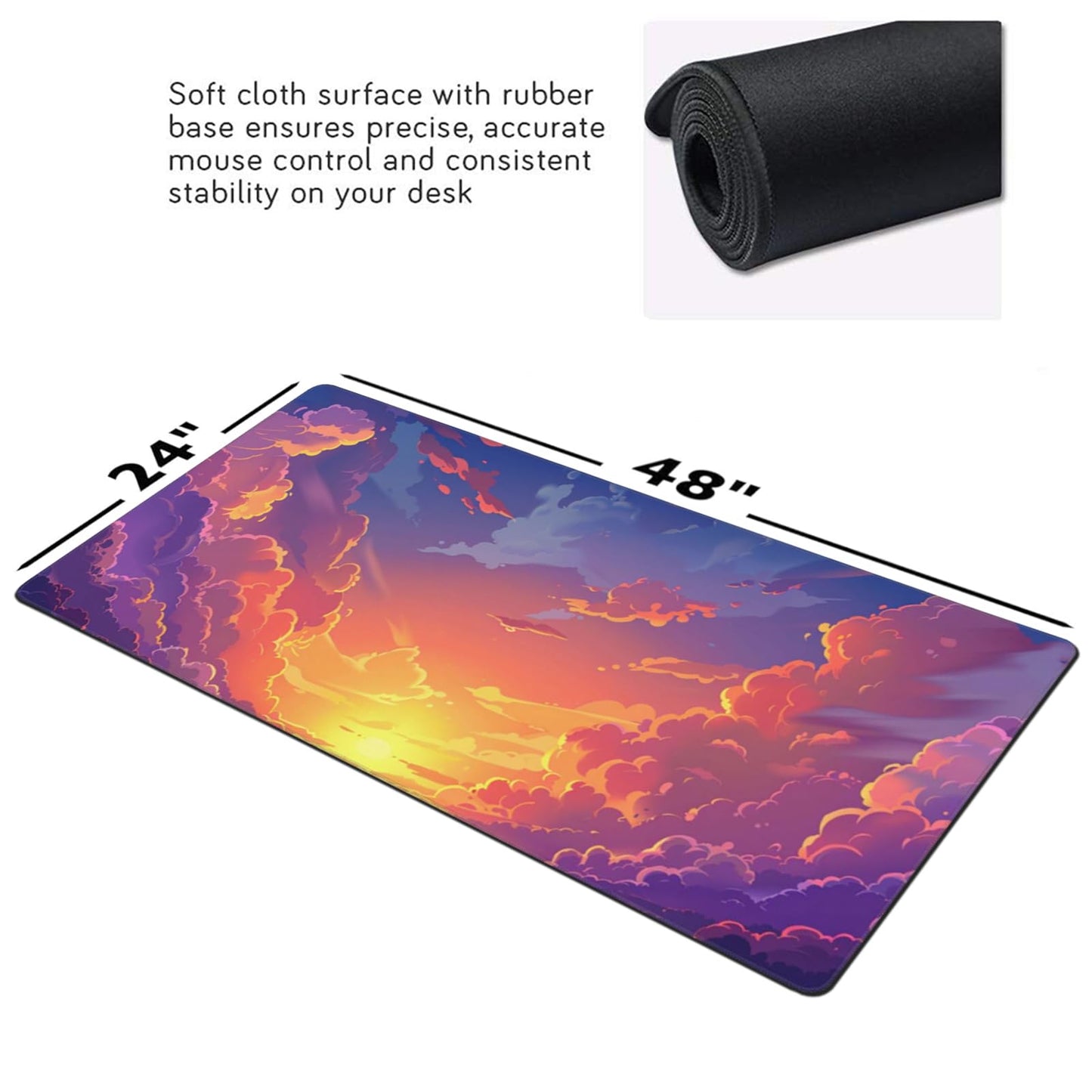 ZOCOZY 48 x 24 Inches Cute Desk Mat Kawaii Pink Purple Desk Pad Anime 3XL Large Mouse Pad Big Full Desk Gaming Mousepad Laptop Computer Keyboard Mouse MatDesk Decor Desk Accessories