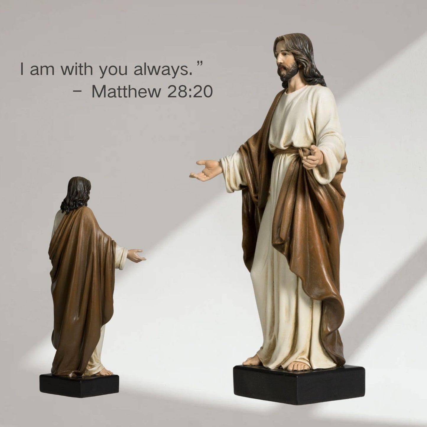 ShineOnAngel 12inch Jesus Statue Hand Painted Jesus Christ with Open Arms Religious Home Decor Resin Sculpture Christian Home Décor