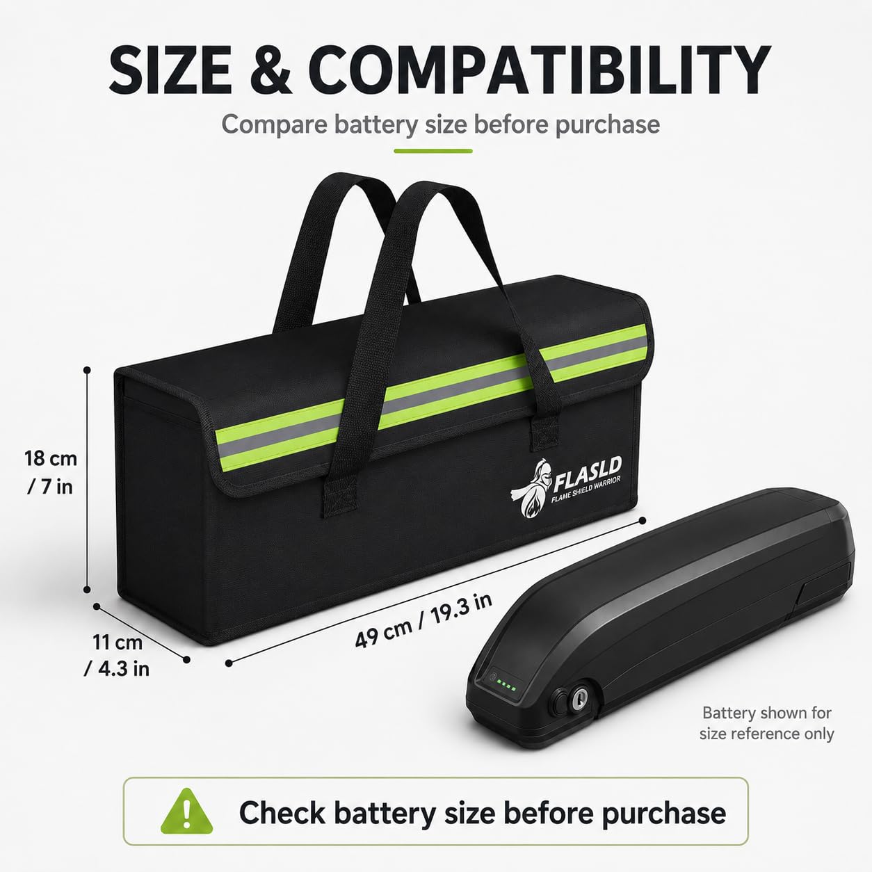 FLASLD 2-Pack Lipo Fireproof Bag Ebike Accessories Battery Charging Case Charge Explosionproof Bag Large Capacity Lipo Battery Storage Guard Safe Box (19.3 x 4.3 x 7in)