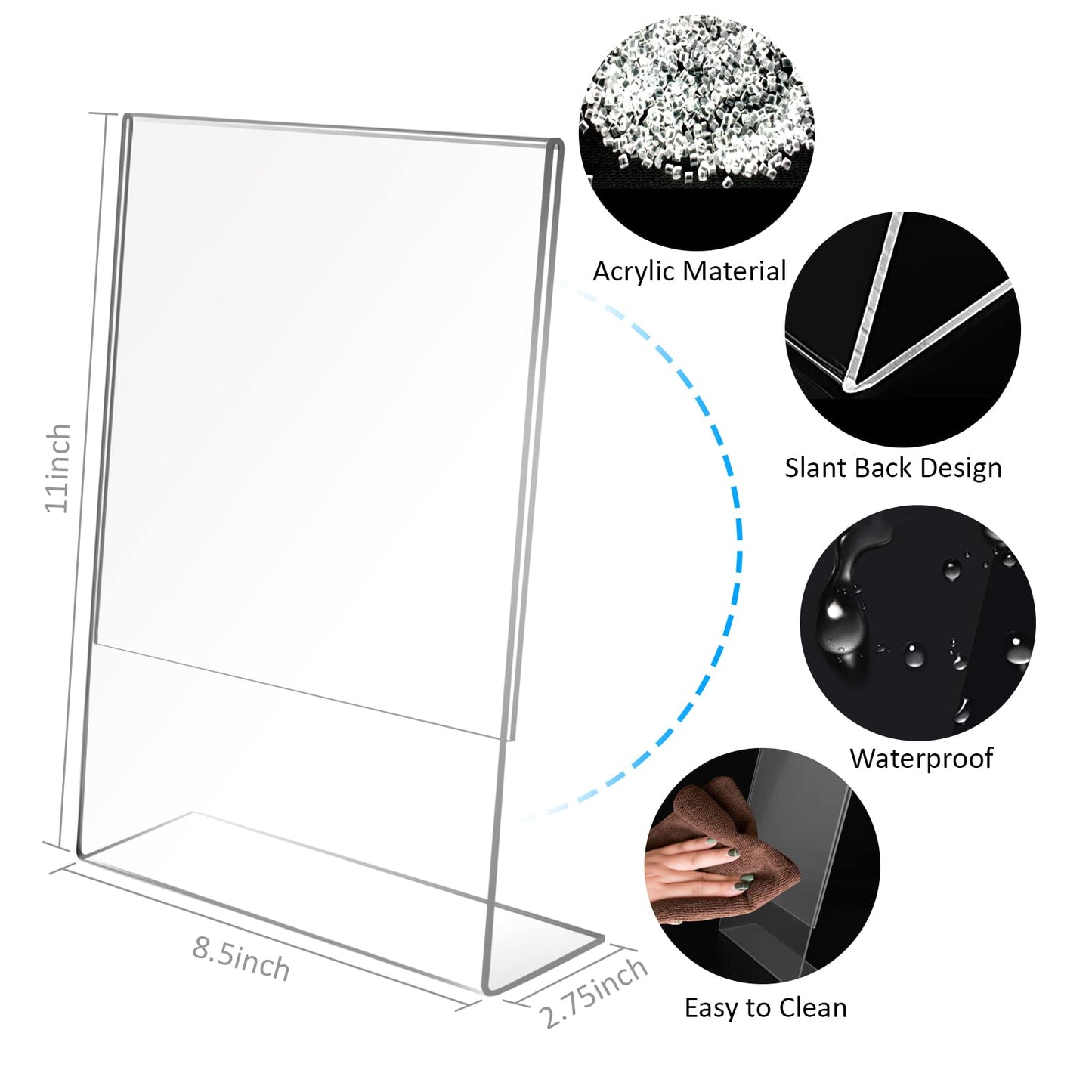 Ludery 8.5x11 Inches Acrylic Sign Slant Back Holder, Plastic Display Stand,Brochure Holder, Table Top Sign Holder For Office, Home, Store, Restaurant(12pack)