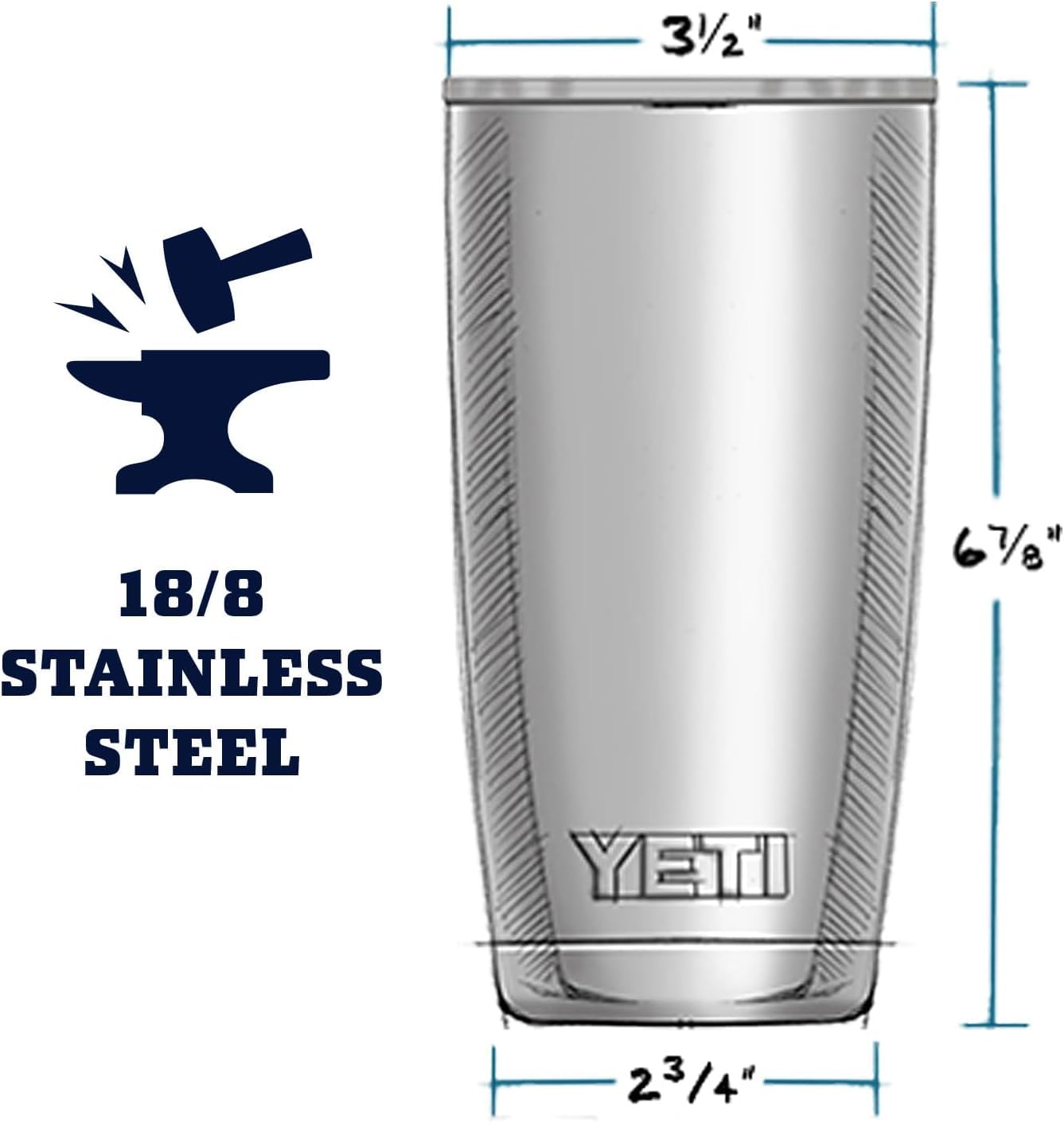 YETI Rambler 20 oz Tumbler, Stainless Steel, Vacuum Insulated with MagSlider Lid, Royal Blue