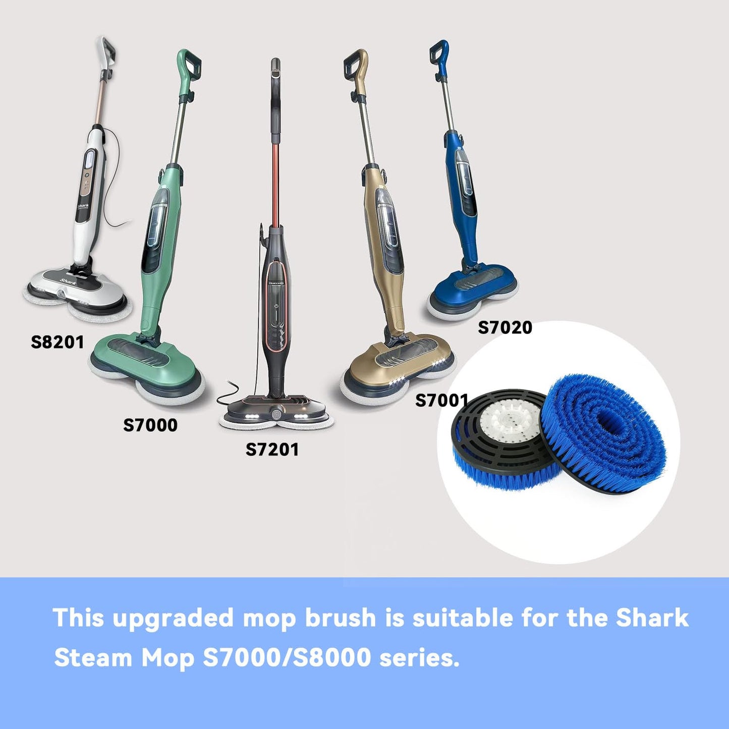 S7001 Upgraded Mop Pad Replacement Brush Heads for Shark Steam Mop S8201/S7000Series Pads | Professional Cleaning and Polishing | for Tile Floors Grout Deep Cleaning Hard Floors (Blue)