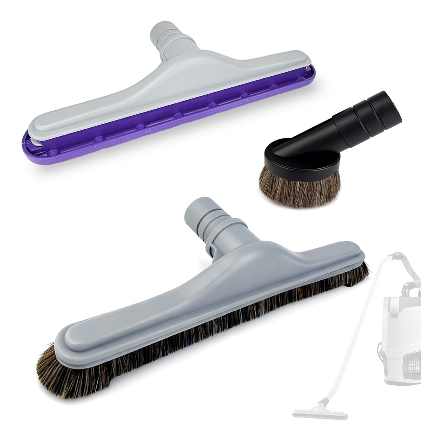 Vacuum floor brush Compatible with ProTeam Vacuums and Hoover C2401,Includes 14" Horsehair Floor Brush,14" Carpet Brush,3" Round Dusting Brush, 1.5" Connection, Fits ProTeam Backpack Vacuum Parts