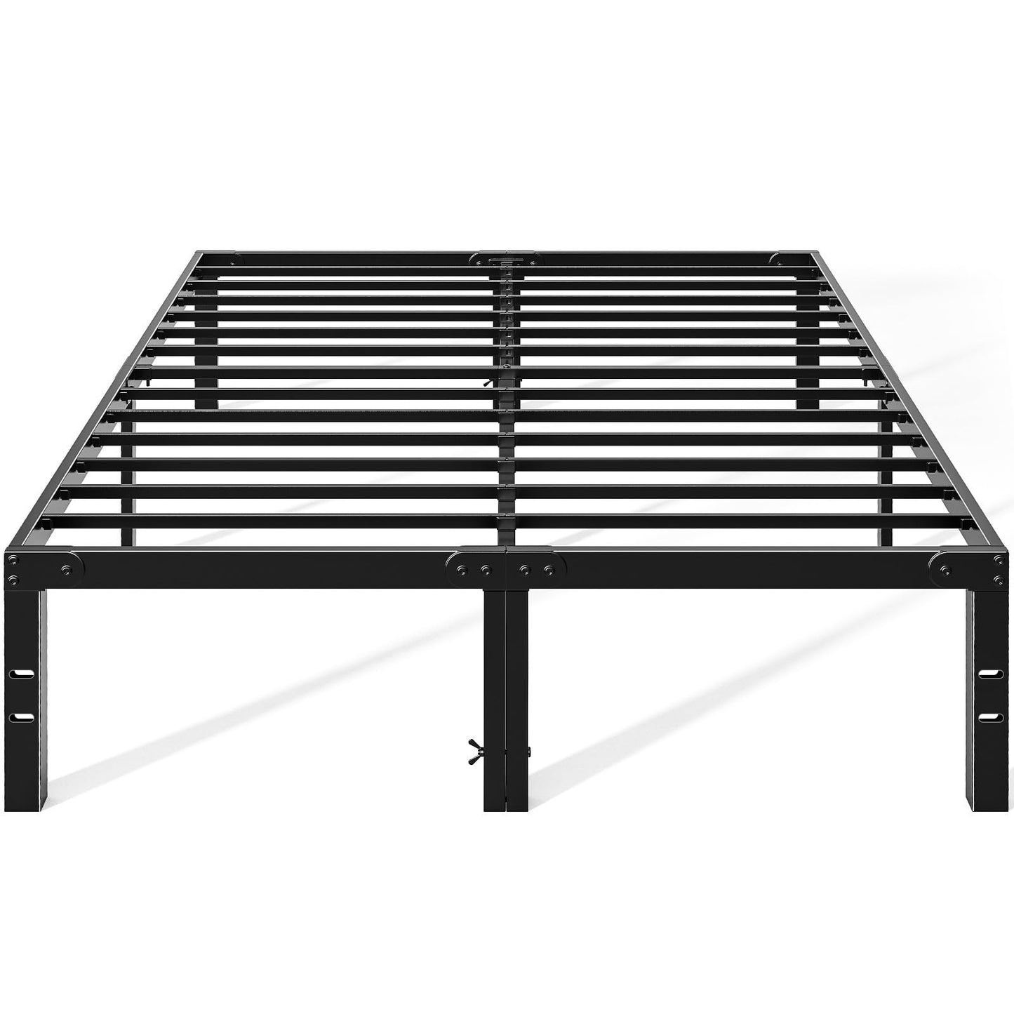 OLIXIS Metal Queen Bed Frame - 14in High with Storage Space, No Box Spring Needed with Sturdy Steel Slat Support, 2200LBS Heavy Duty for Easy Assembly, Black for Bedroom