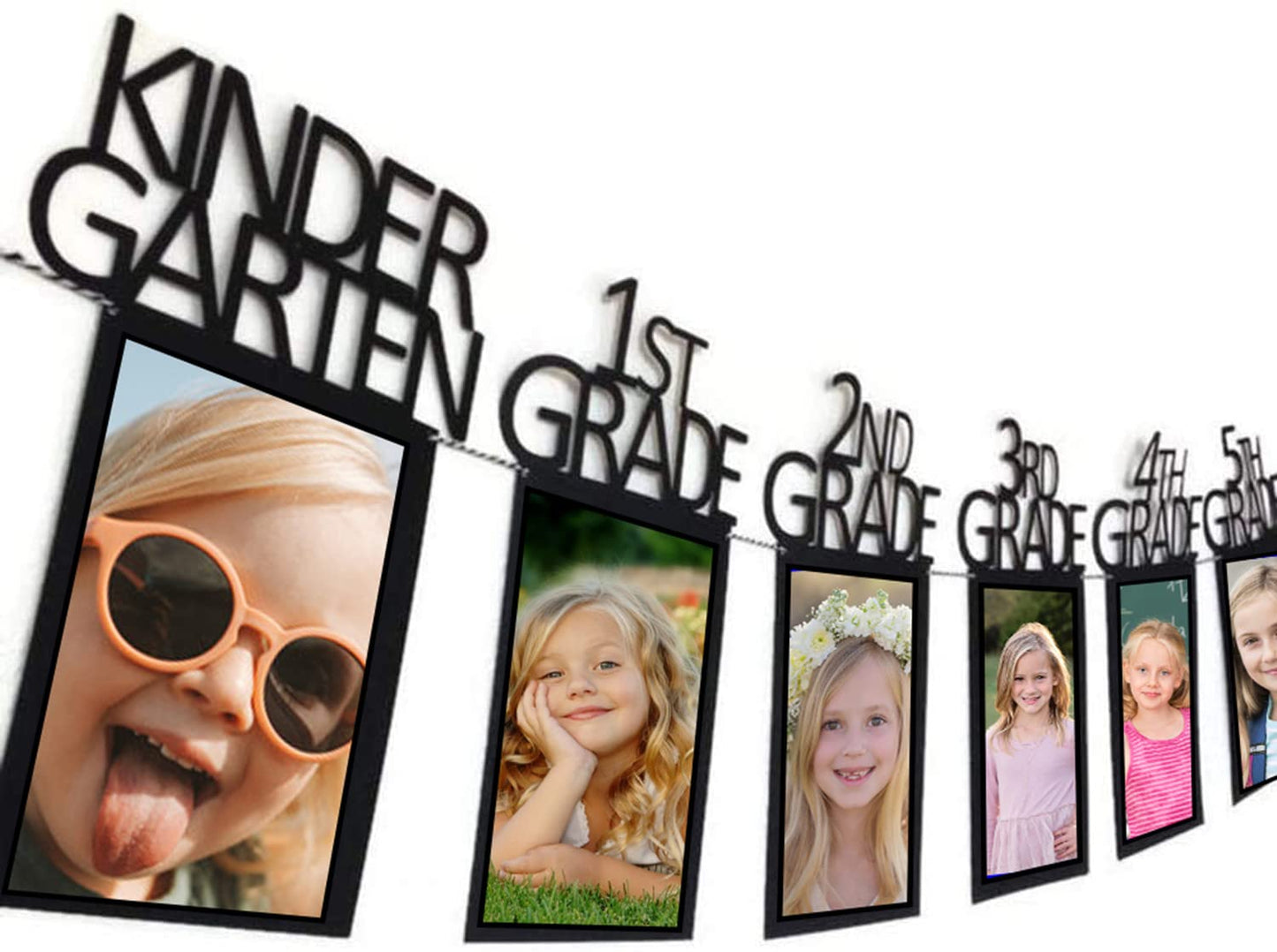 Graduation Photo Banner for 2026 2027 Party Decorations, Kindergarten to 12th Grade Picture Banner, Middle School, High School College Graduation Party Supplies Black 4X6 Inch SG063BK
