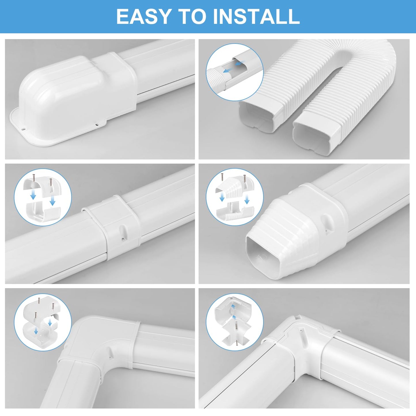 Mini Split Line Set Cover: 3 Inch 10Ft DIY Decorative Outdoor PVC Tubing Cover Kit for Mini Split, Air Conditioner, Central AC and Heat Pumps