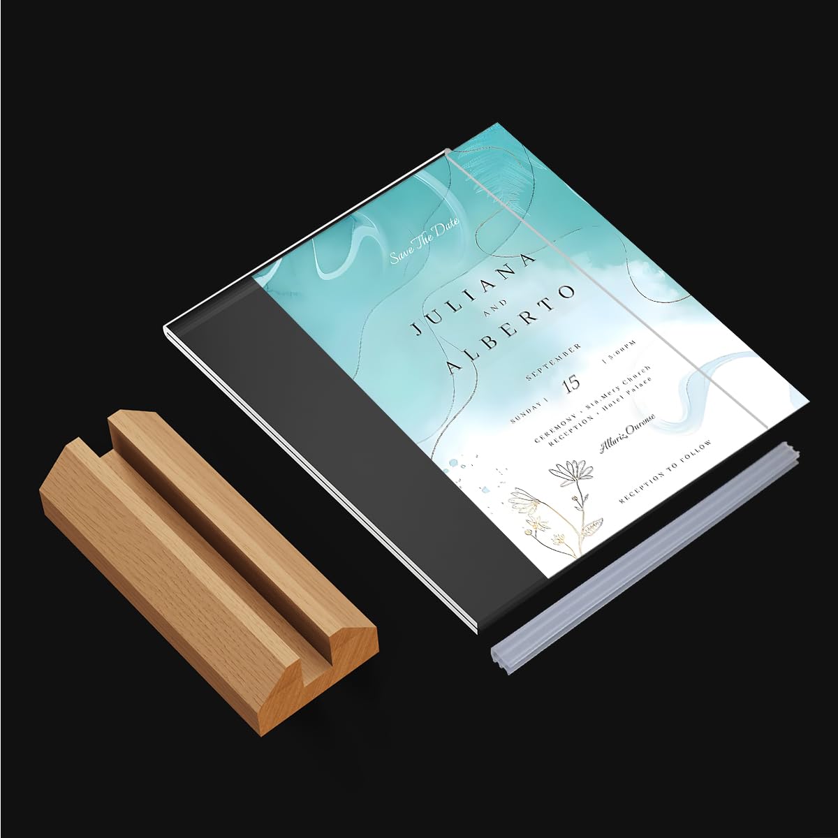 QLKGWEA 10 Pack Acrylic Sign Holder 8.5 x 11 Inch with Wood Base,Signs Stand for Menu Flyer Display, Table Clear Plastic T Shape Holder for Stores, Restaurants, Hotels, Office