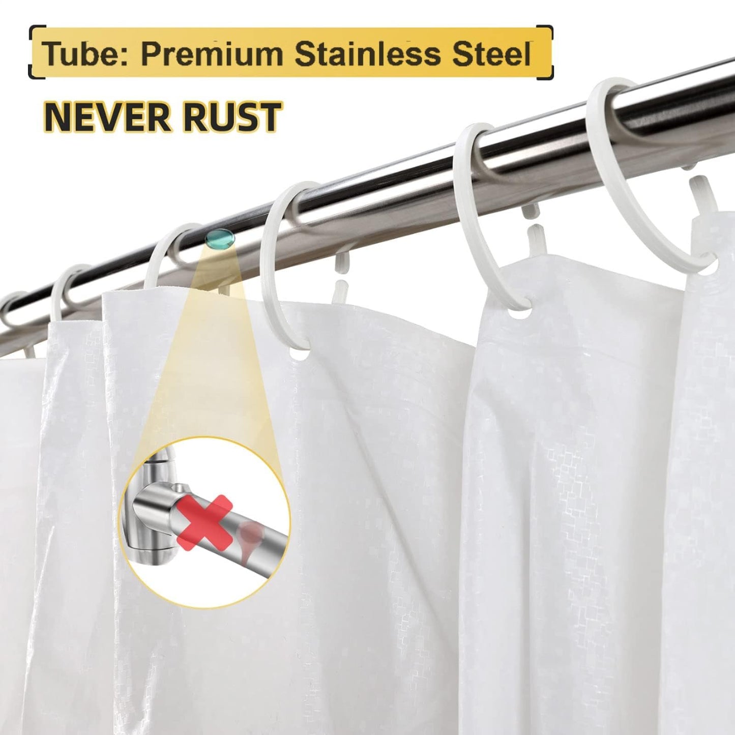 Chrsouly Adjustable Curved Shower Rod, 42-72 inches Extra Wide Shower Curtain Rod, Rust proof, Premium Stainless Steel, Curved Shower Curtain Rod for Bathroom, Need to Drill, Silver