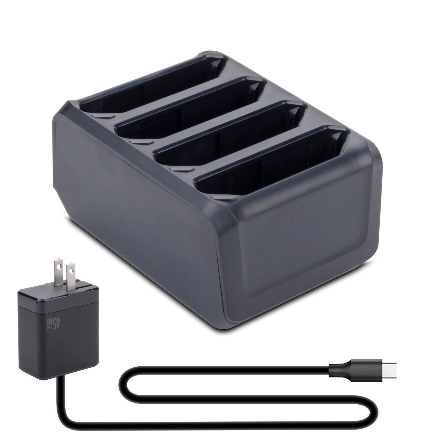 4 Slot Charging Cradle kit for Zebra TC77 TC70 TC75 TC72 Battery SAC-TC7X-4BTYC1 Barcode Scanners BT-000318 TC70X TC75X TC700H TC700K TC720L TC75BH TC75EK TC75AH Charger Station with Type-C Cable