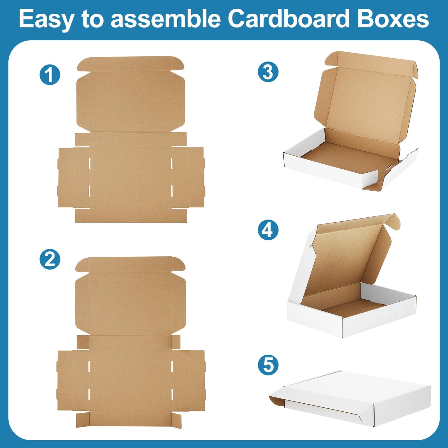 Famagic 30 Pack 13x10x2 Inch Small Shipping Boxes White Corrugated Cardboard Boxes Mailer for Small Business, Mailing Boxes for Packaging Bulk