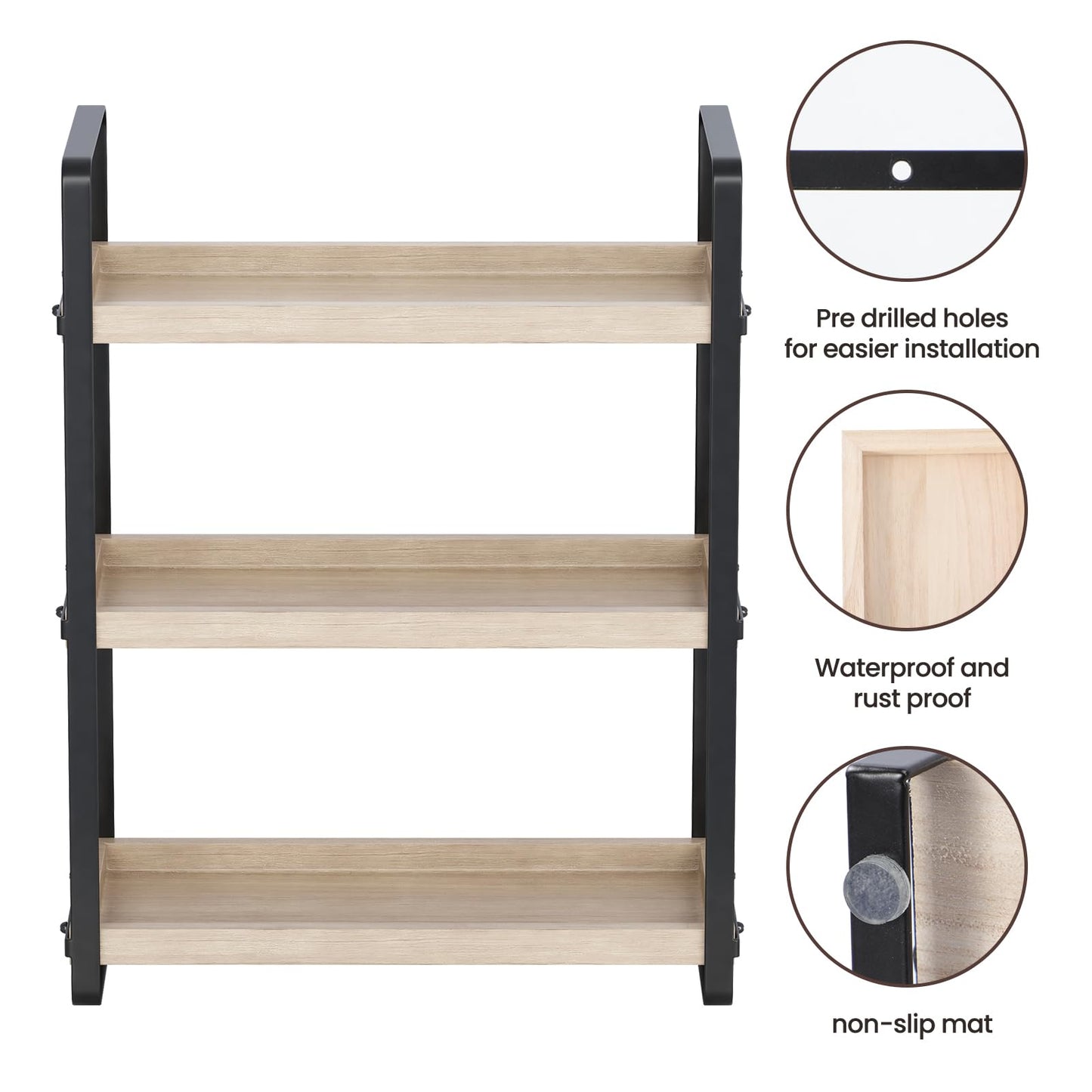 HNRLOY Bathroom Counter Organizer,Bathroom Countertop Organizer,Counter Shelf,Countertop Storage,Organization and Storage,Makeup Shelf,Sink Caddy(Burlywood 3 Tier)