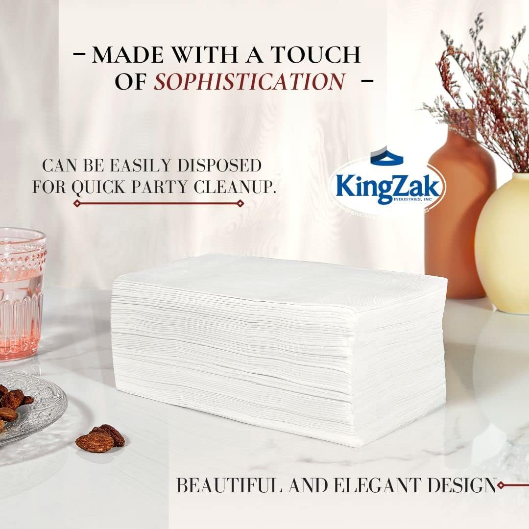 400 White Dinner Napkins 2-Ply - Eight Fold - 16.5"X15" - Dinner Napkins Disposable, Guest Bathroom Essentials, Perfect For Wedding, Bridal Shower Napkins And Party, Napkins Bulk