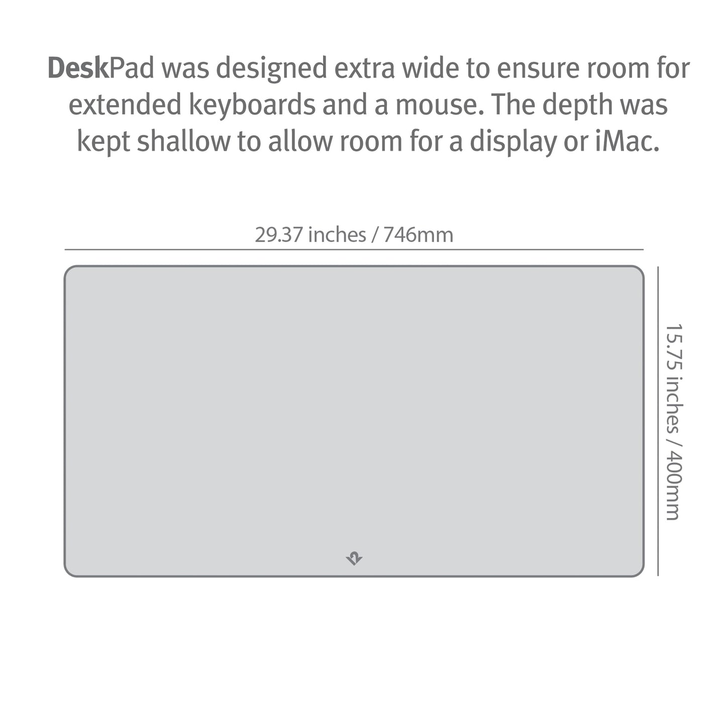 Twelve South Sustainable Leather Large Desk Pad - Desk Mat for Computer, Mouse Traction Surface, Desk Protector, Large Mouse Pad, Moisture and Heat Resistant, Non-Slip Desk Pad, Spill Resistant, Grey