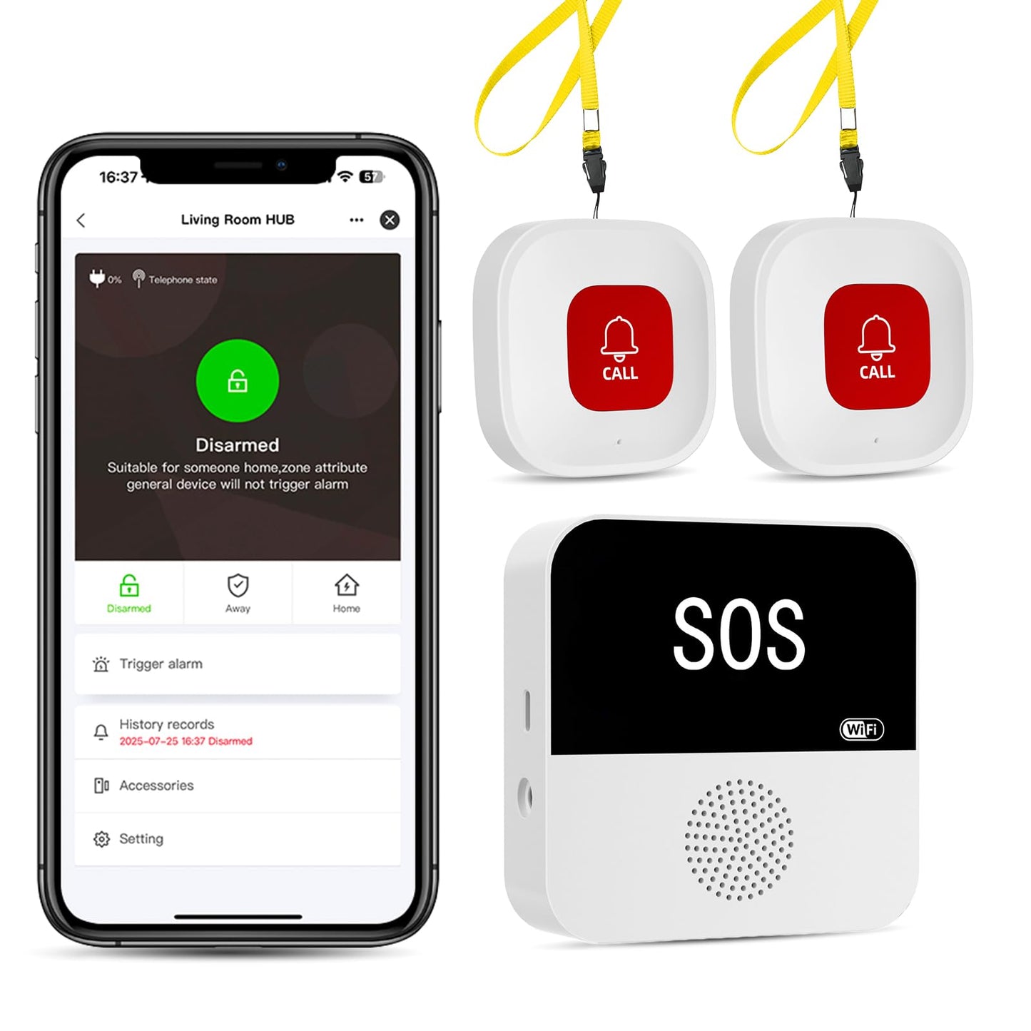 PILSAMAS WiFi Caregiver Pager Wireless Call Button with App Alert, Medical Alert Systems for Seniors No Monthly Fee with 2 Emergency Call Button, Alert Button for Seniors at Home