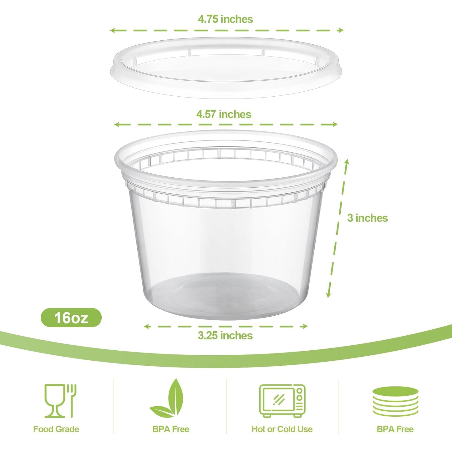 AOZITA 64 Sets 16 oz Plastic Deli Containers With Lids, Airtight Food Storage Containers, Freezer/Dishwasher/Microwave Safe, Takeout Meal Prep Storage