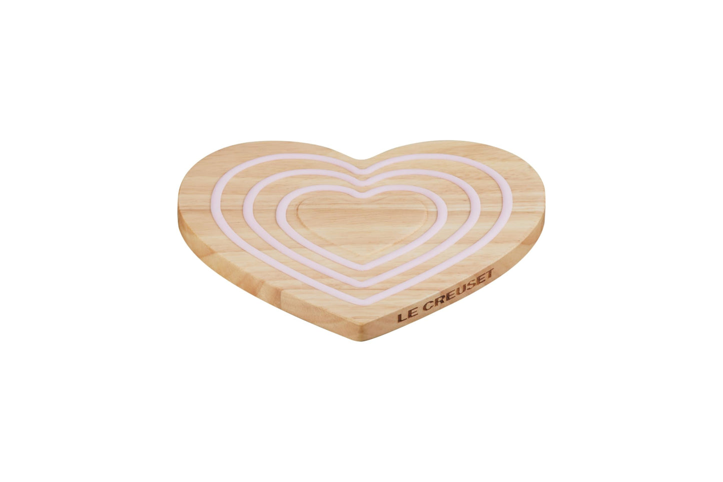 Le Creuset Magnetic Wood Trivet Heart Shaped, 8", Pink Silicone