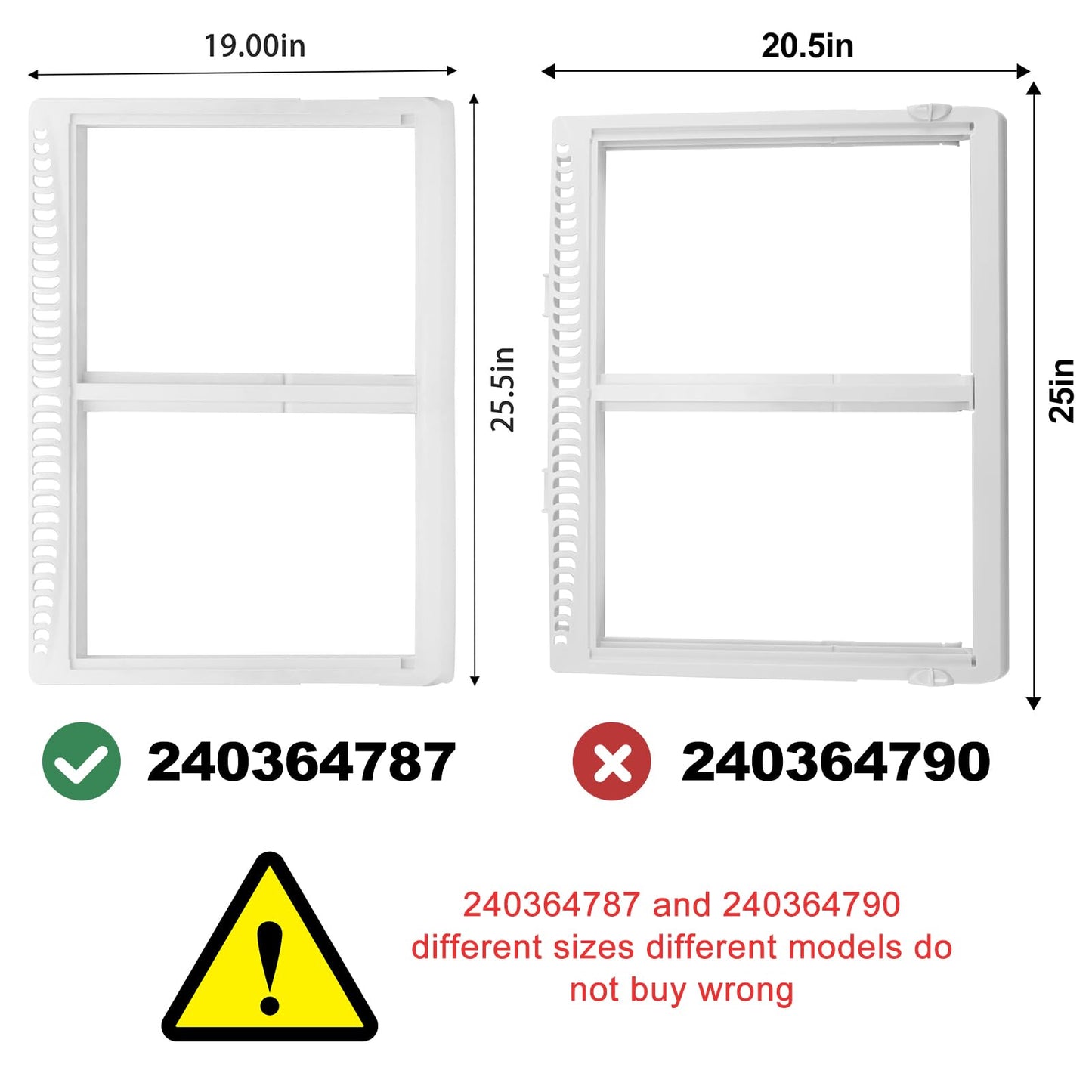 240364787 Refrigerator Crisper Drawer Cover Frame Crisper Pan Cover Compatible with Frigidaire Refrigerator-Replaces 240364714, 240364725, 240364778, 240364794